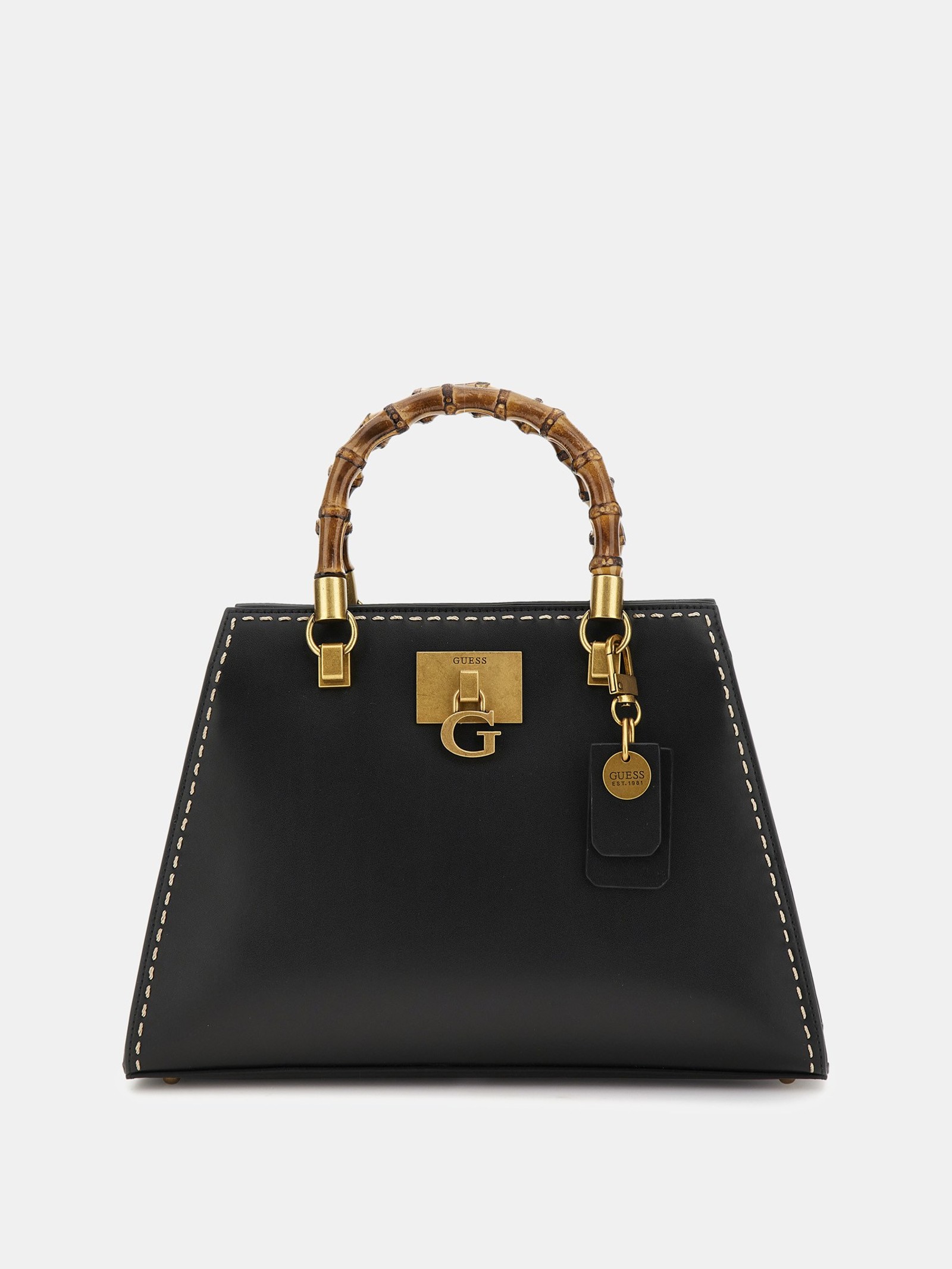 Guess Handtas Stephi Bamboe-Hengsels in zwart