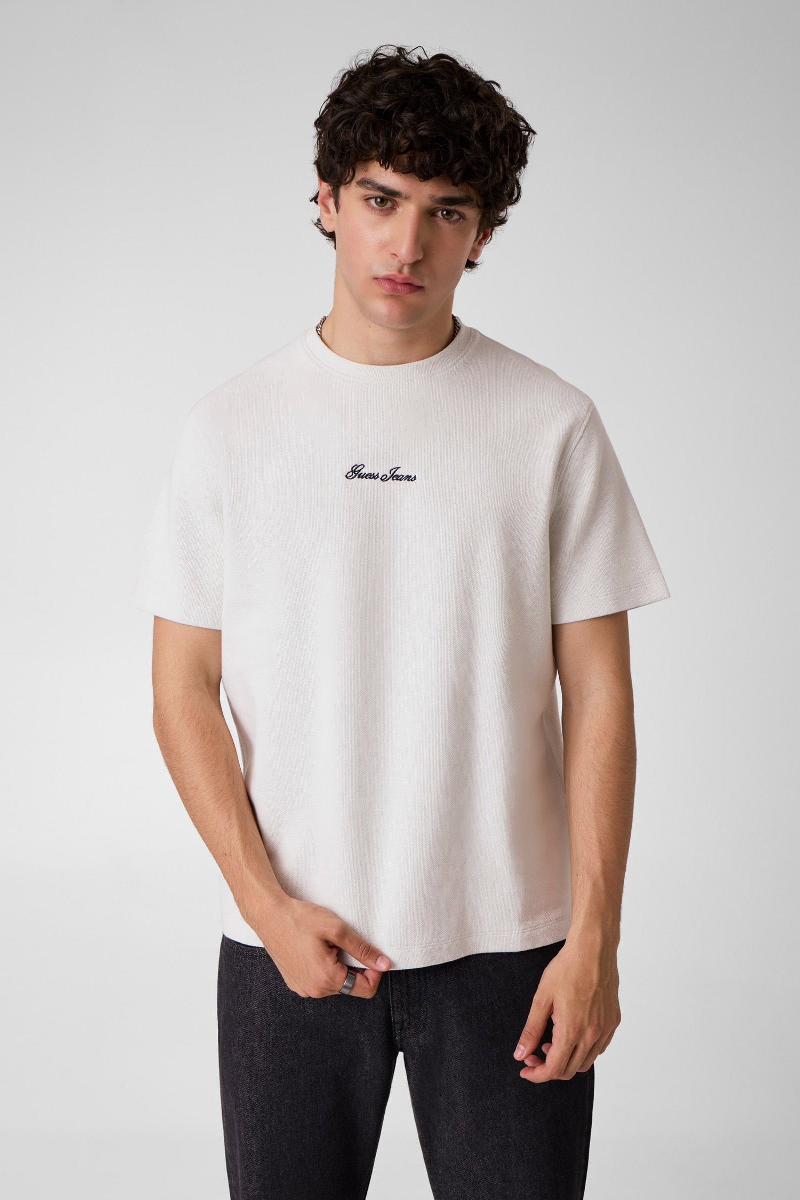 Guess T-Shirt Met Geborduurd Logo for men in wit
