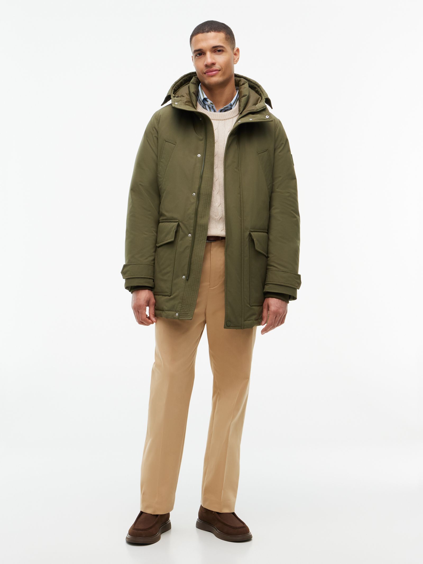 Tommy Hilfiger Rockie Parka met dons capuchon en logo patch in groen