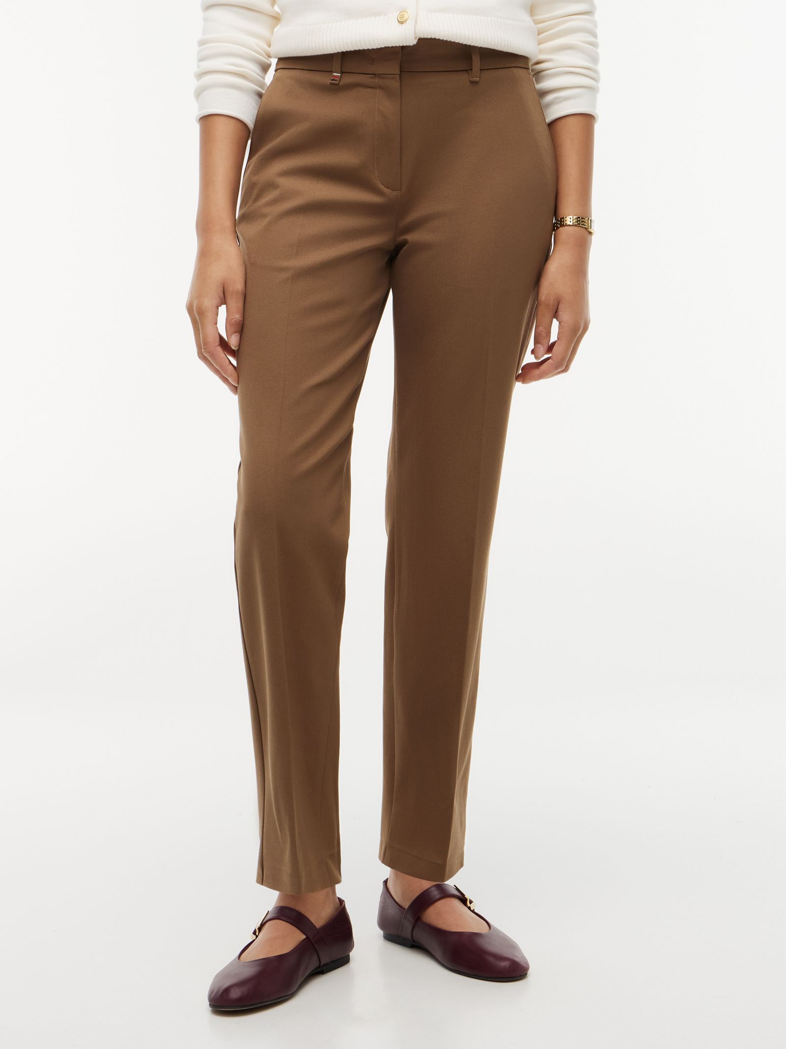 Tommy Hilfiger Slim Straight broek van gabardine in bruin