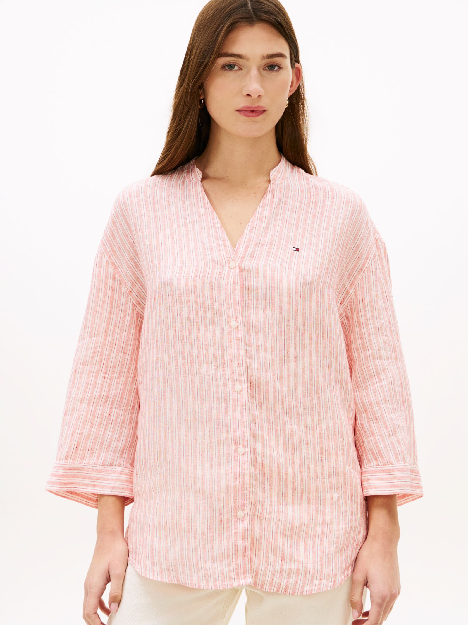 Tommy Hilfiger Relaxed puur linnen overhemd met halve mouwen in rood