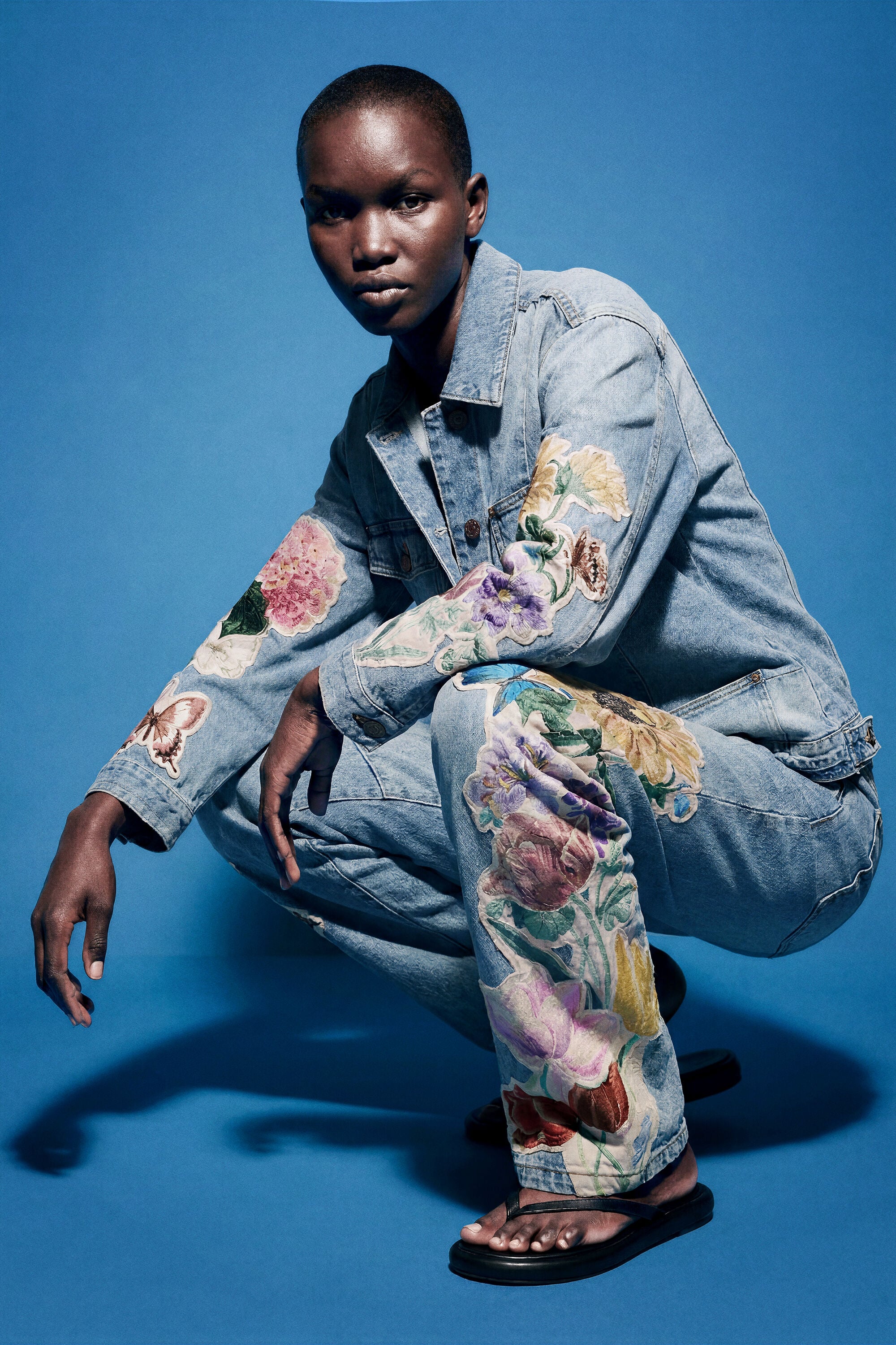 Desigual Geborduurde denimjas in blauw