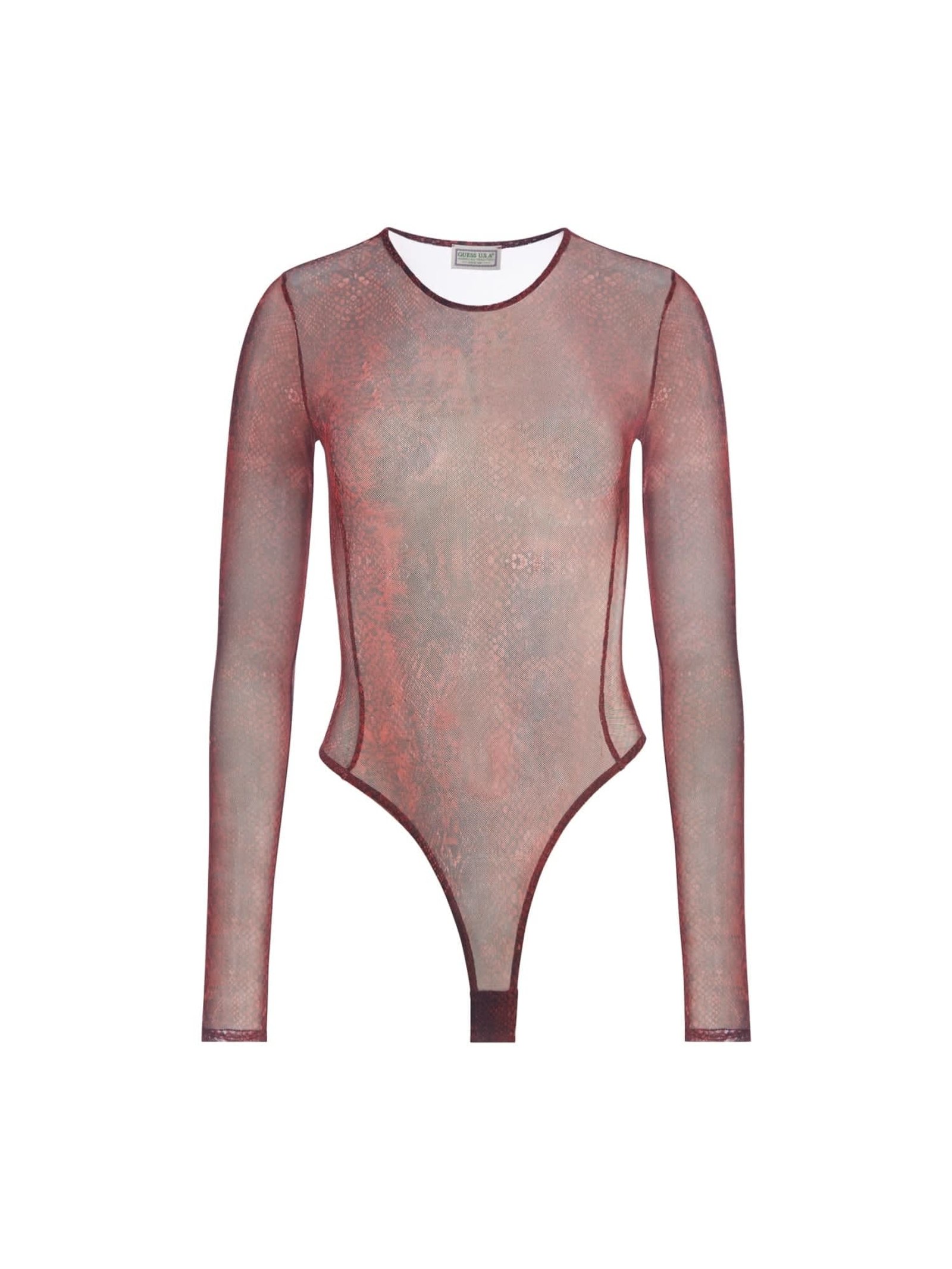 Guess Bodysuit Van Netstof in rood