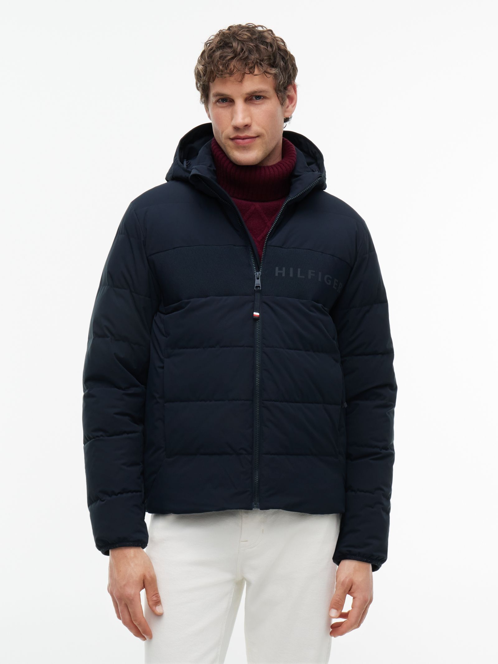 Tommy Hilfiger Pufferjack met afneembare capuchon in marine