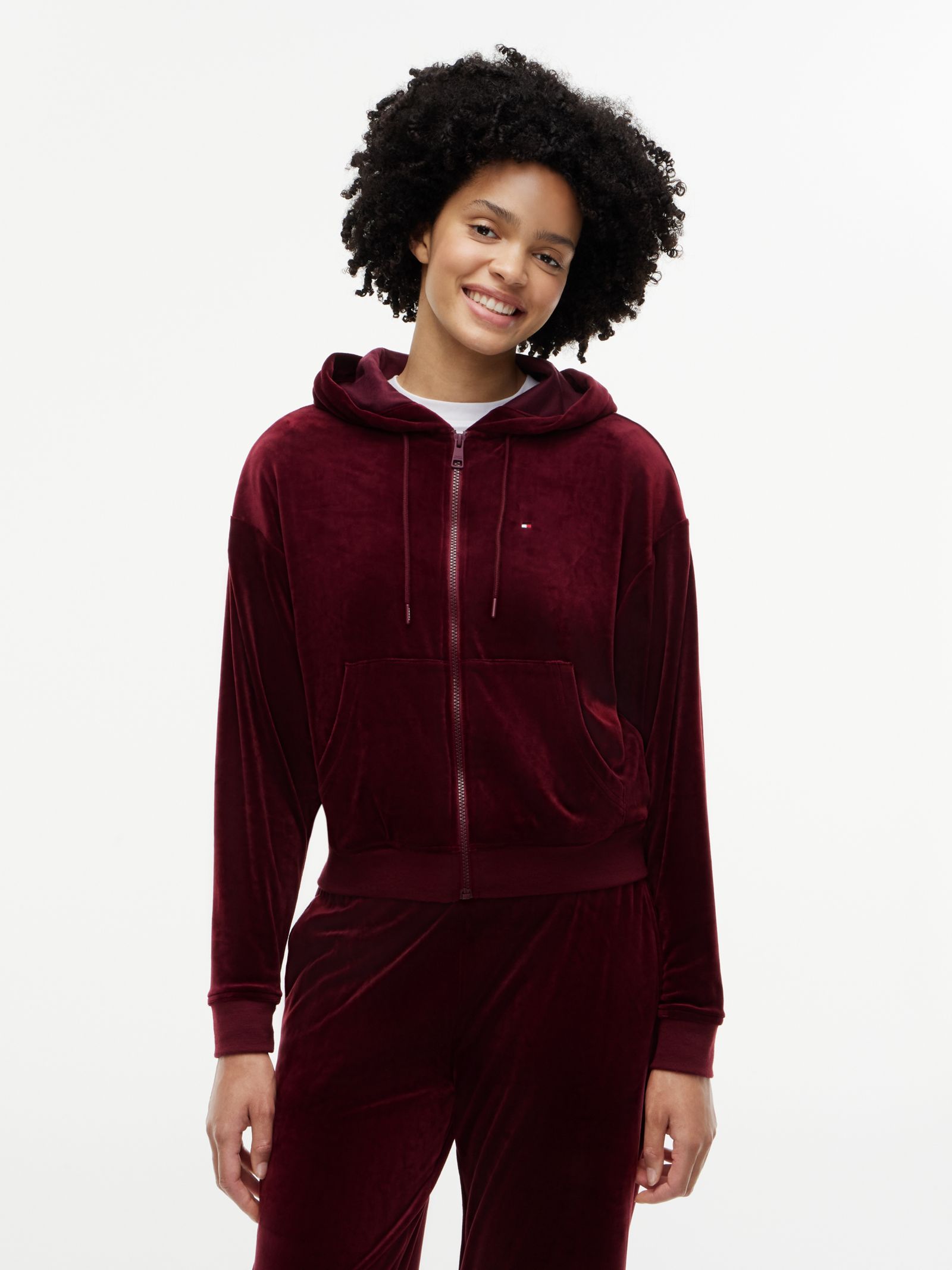 Tommy Hilfiger Essential Relaxed velours hoodie met ritssluiting