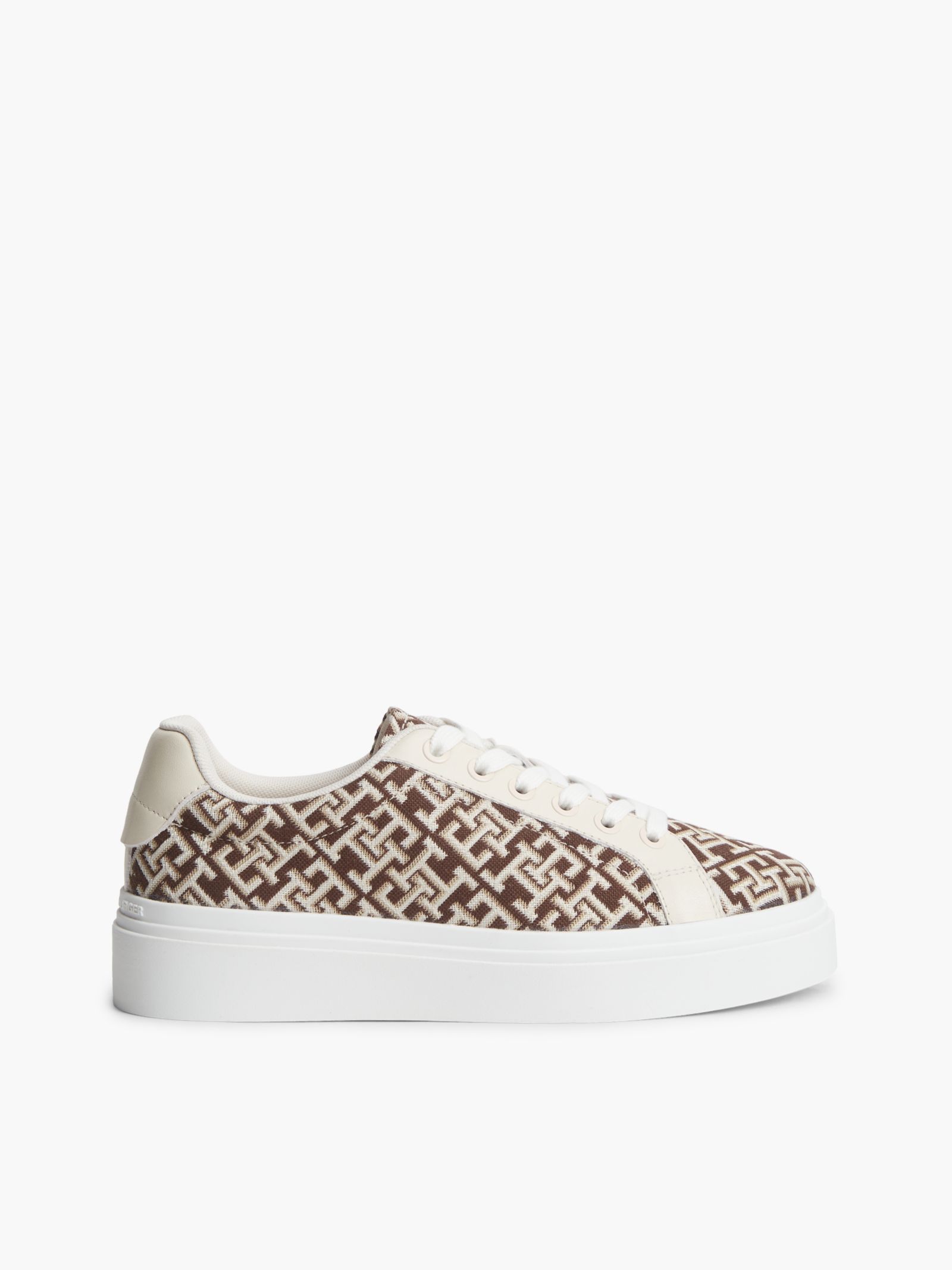 Tommy Hilfiger Platformsneaker van textiel met TH Monogram in bruin