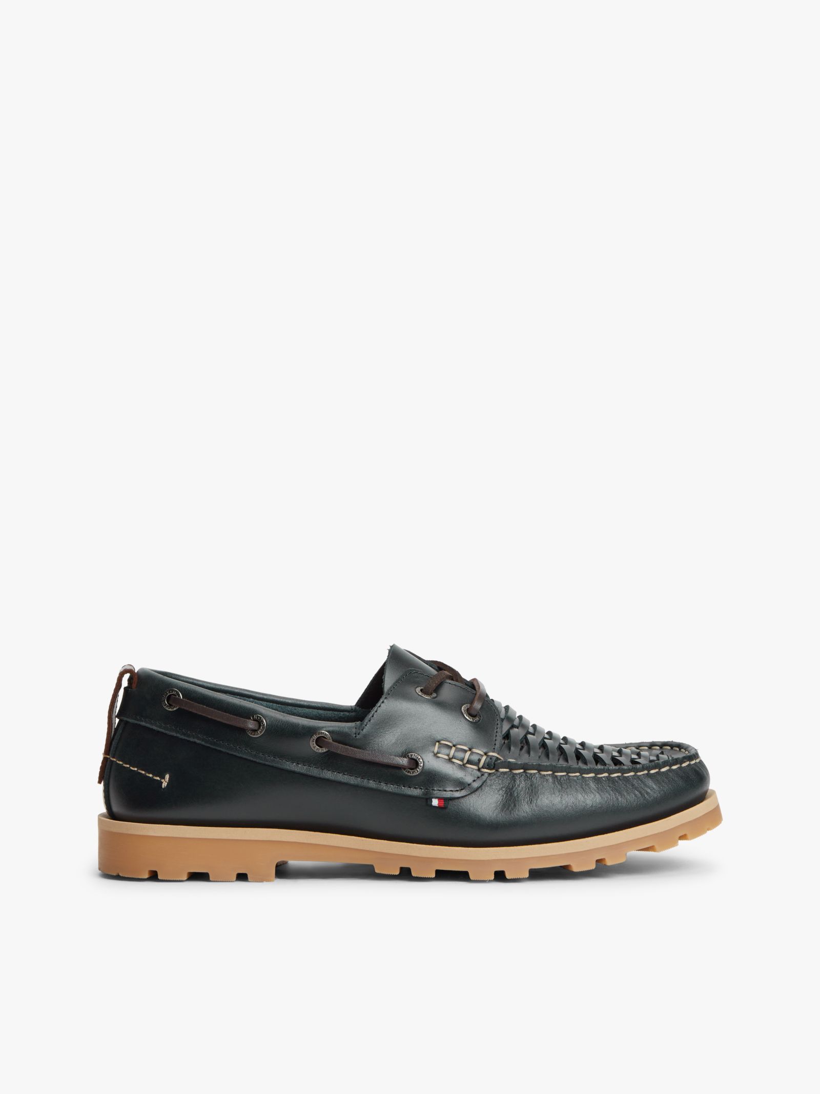 Tommy Hilfiger Leren bootschoen met gevlochten detail in marine