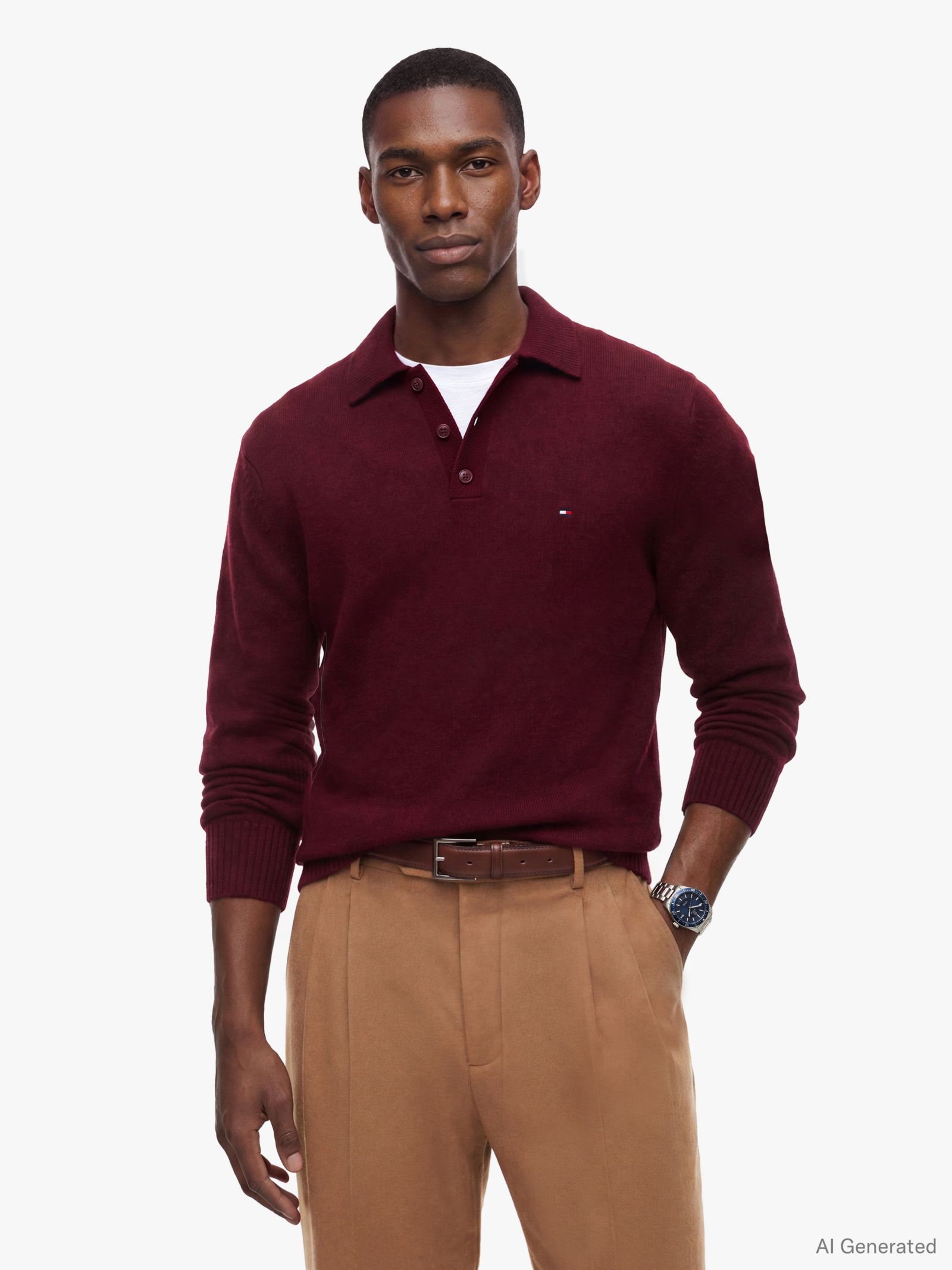 Tommy Hilfiger Polotrui van zuivere lamswol in rood