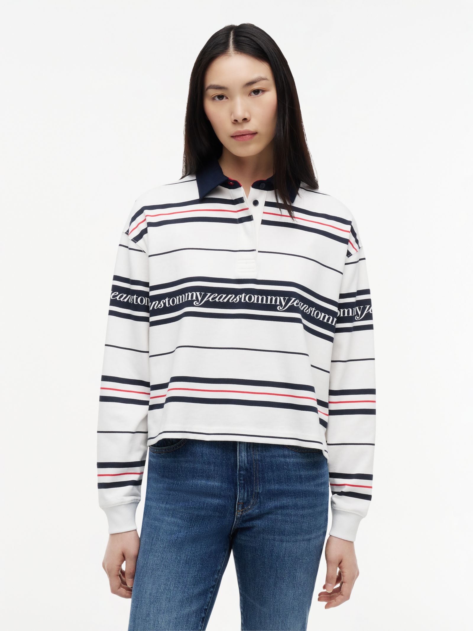 Tommy Jeans Relaxed Rugbyshirt met Repeat Logo
