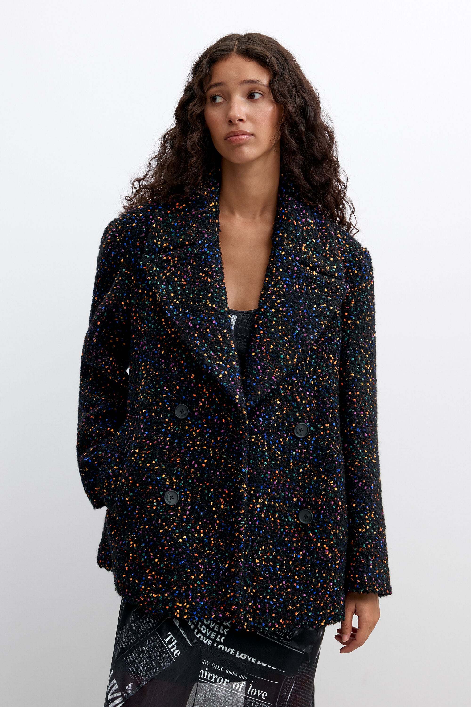 Desigual Korte wollen mantel in multicolor