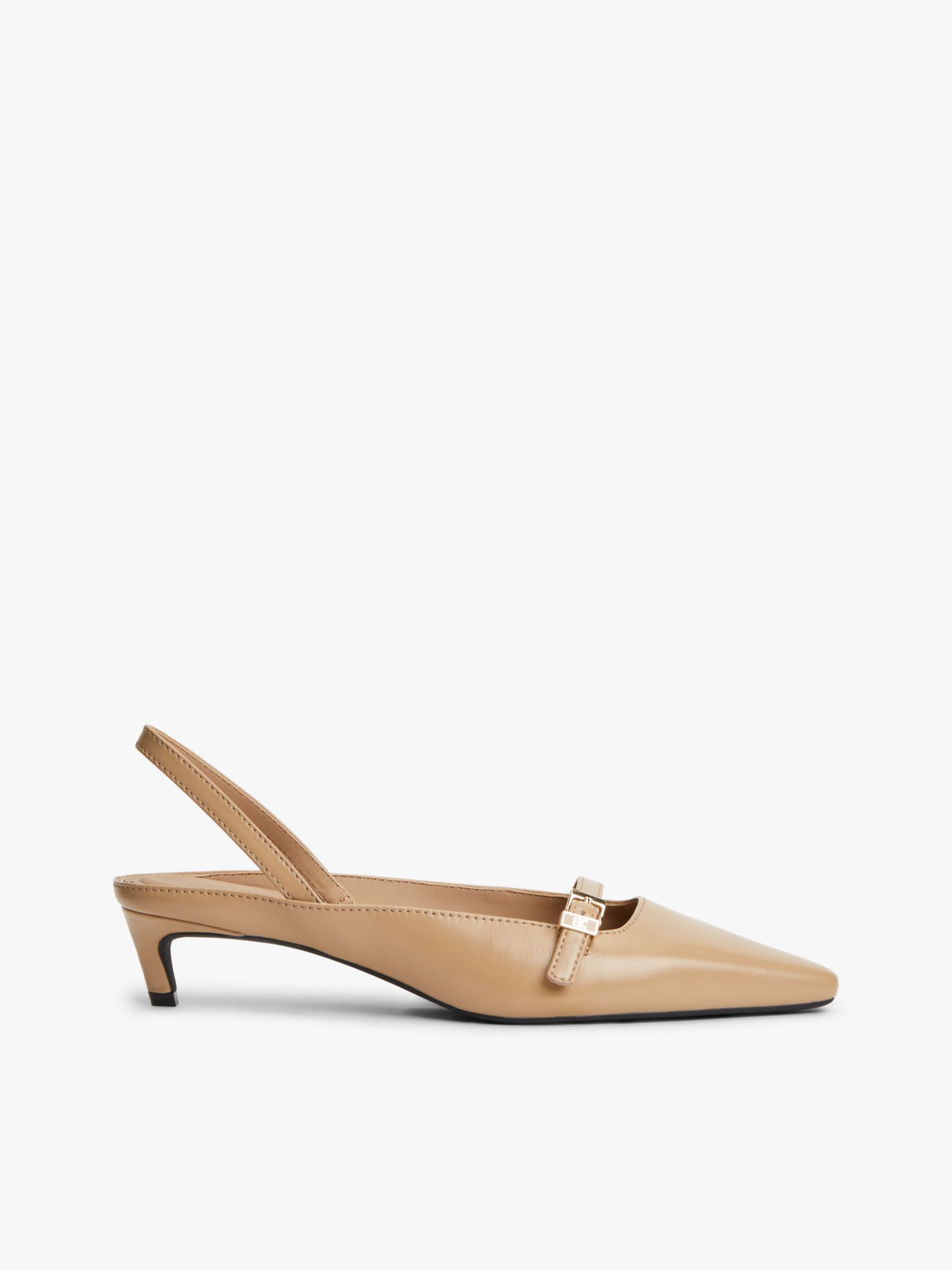 Tommy Hilfiger Leren slingback schoen met kittenhak in beige