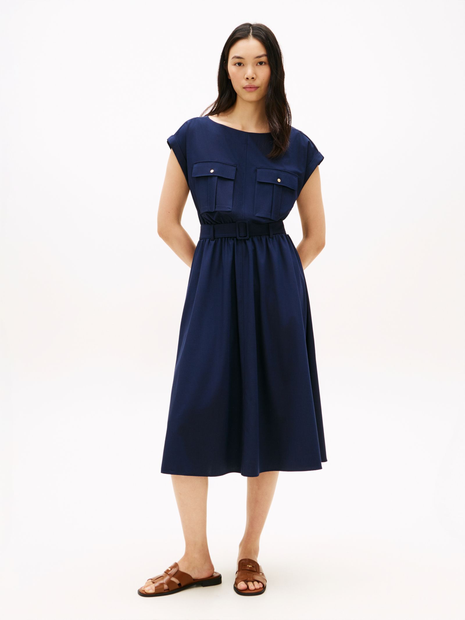 Tommy Hilfiger Relaxed midi jurk met wol en riem