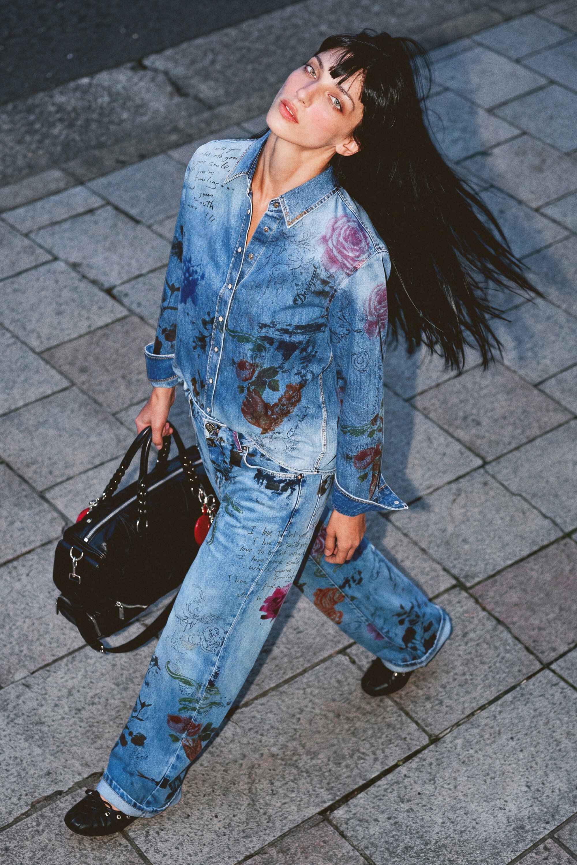 Desigual Bedrukte denim blouse
