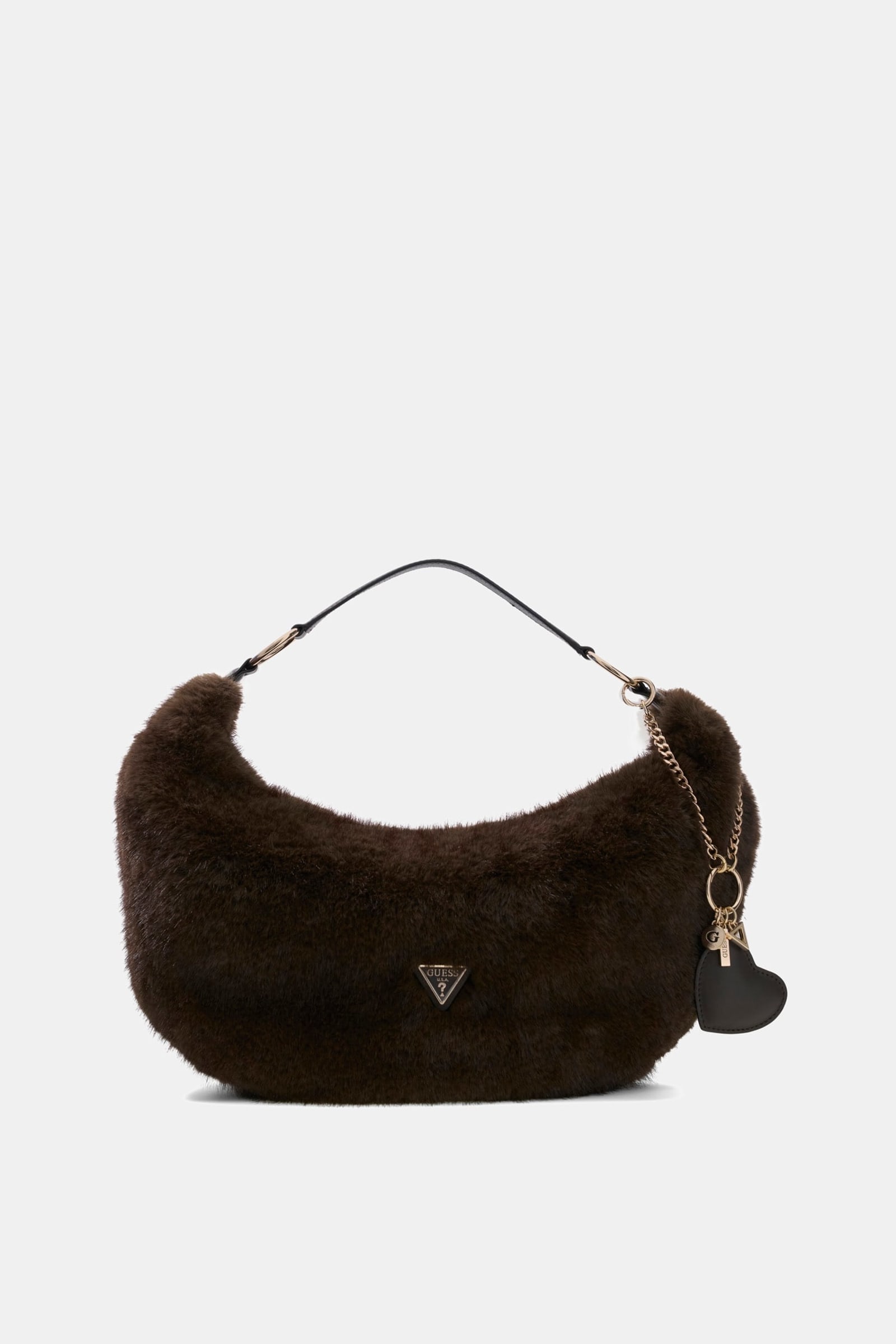 Guess Mariel Faux Fur Hobo Tas in bruin