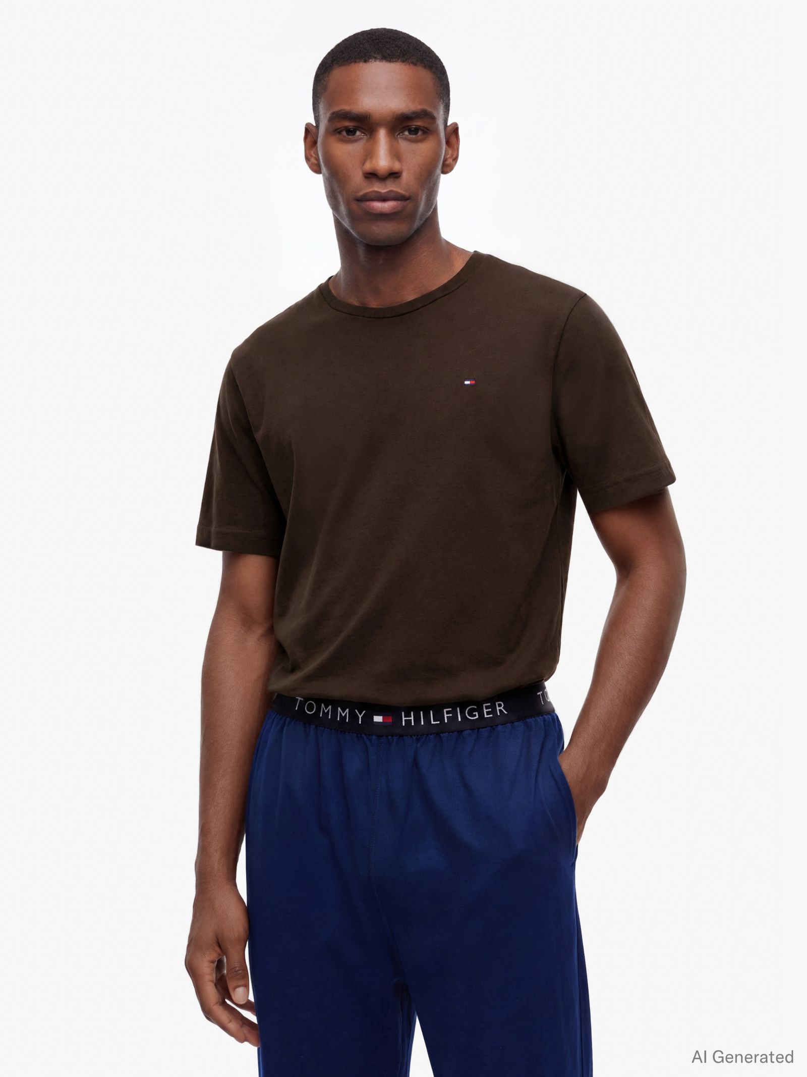 Tommy Hilfiger Set van 3 Signature Jersey Lounge T-shirts in bruin