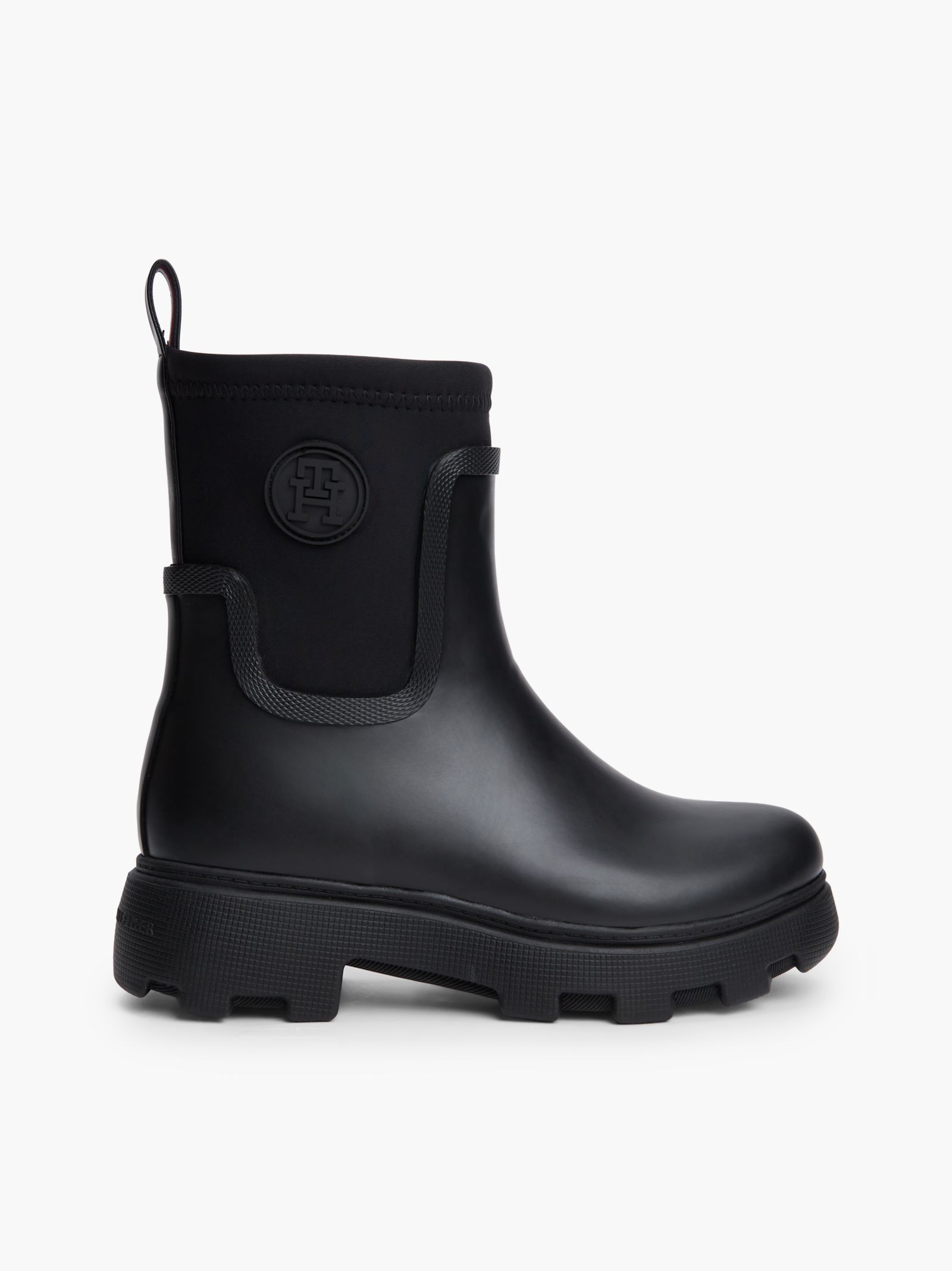 Tommy Hilfiger Regenlaars met profielzool en TH Monogram in zwart