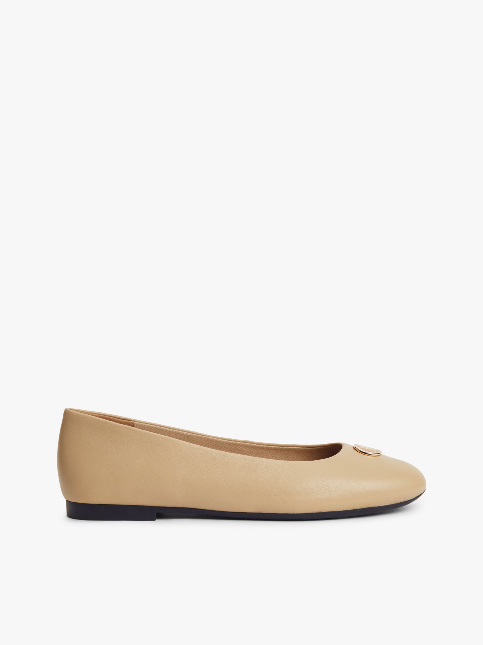 Tommy Hilfiger leren ballerina met metalen TH monogram
