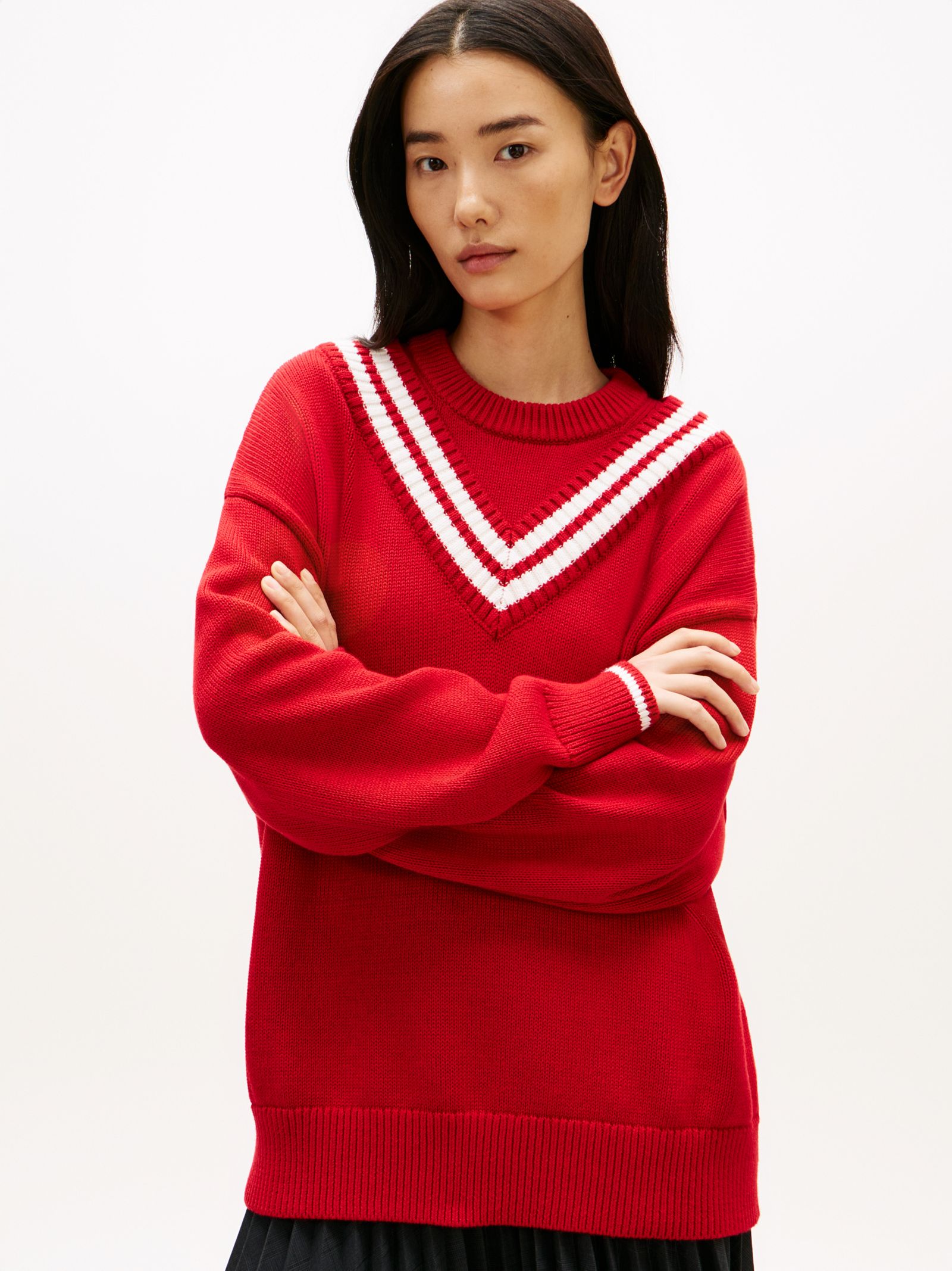 Tommy Hilfiger Relaxed fit crickettrui met dubbele hals