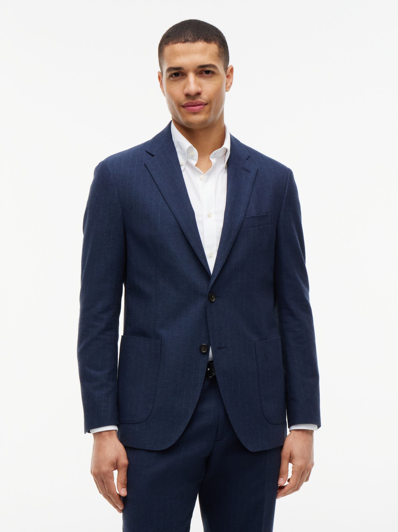 Tommy Hilfiger Geborstelde single breasted blazer met krijtstreep