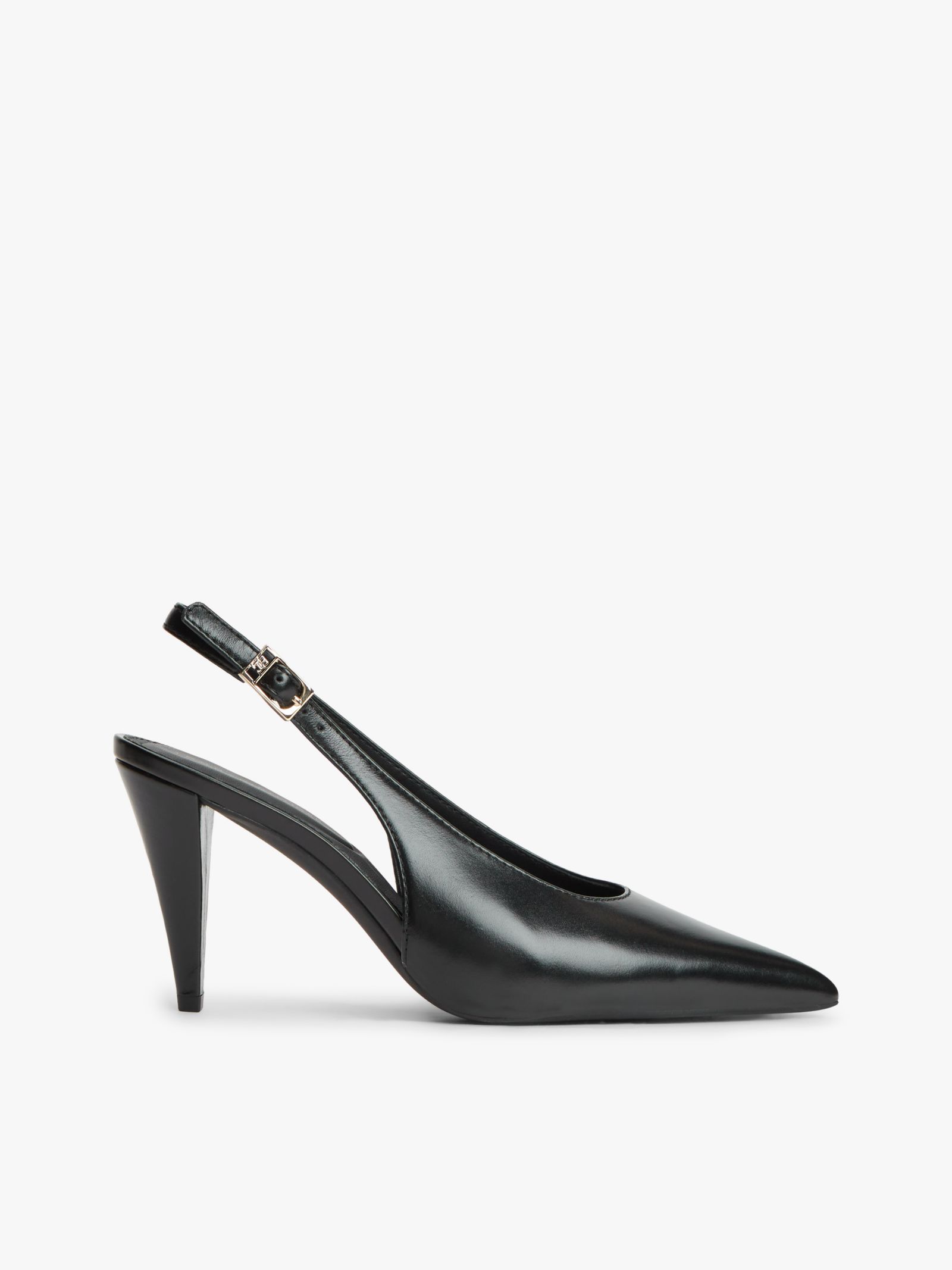 Tommy Hilfiger TH Monogram Leren slingback schoen met hoge hak