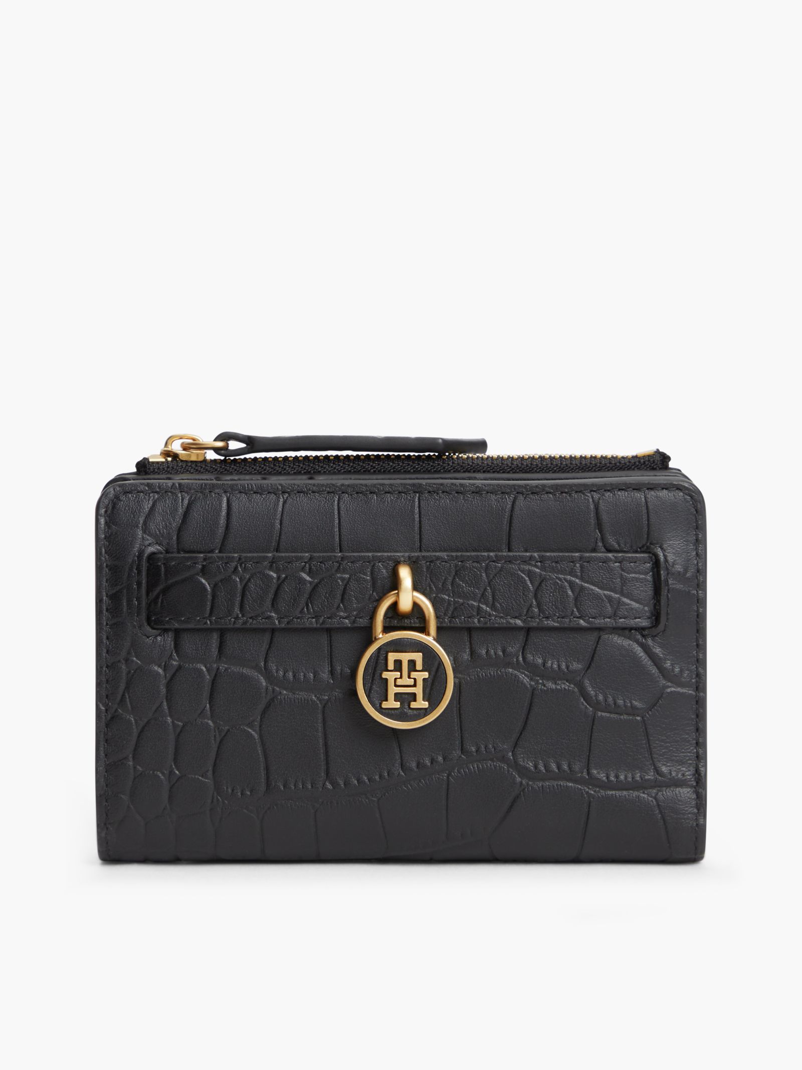 Tommy Hilfiger the American Icon leren croco bifold portemonnee in zwart