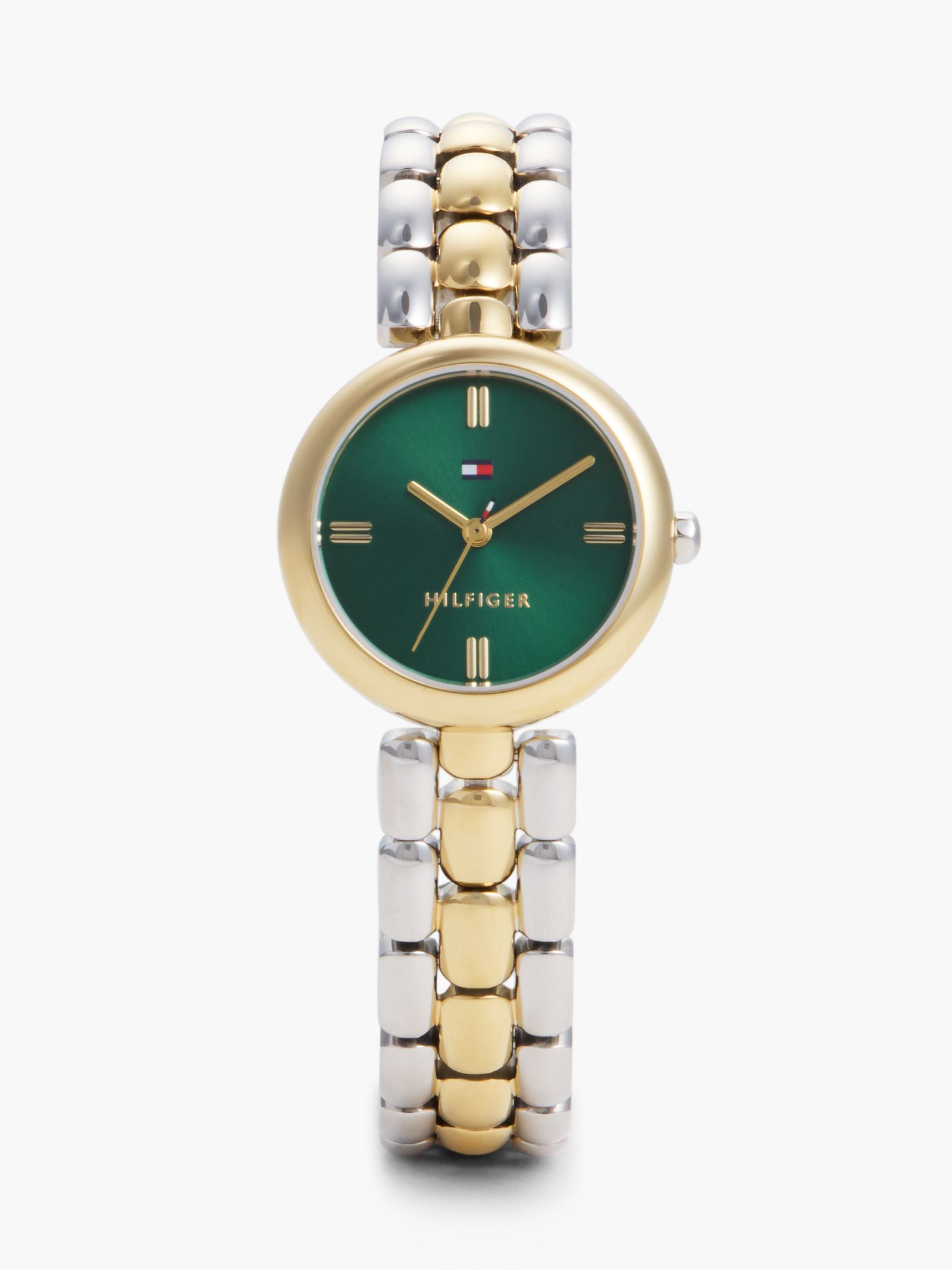Tommy Hilfiger Horloge met witte wijzerplaat en vergulde band