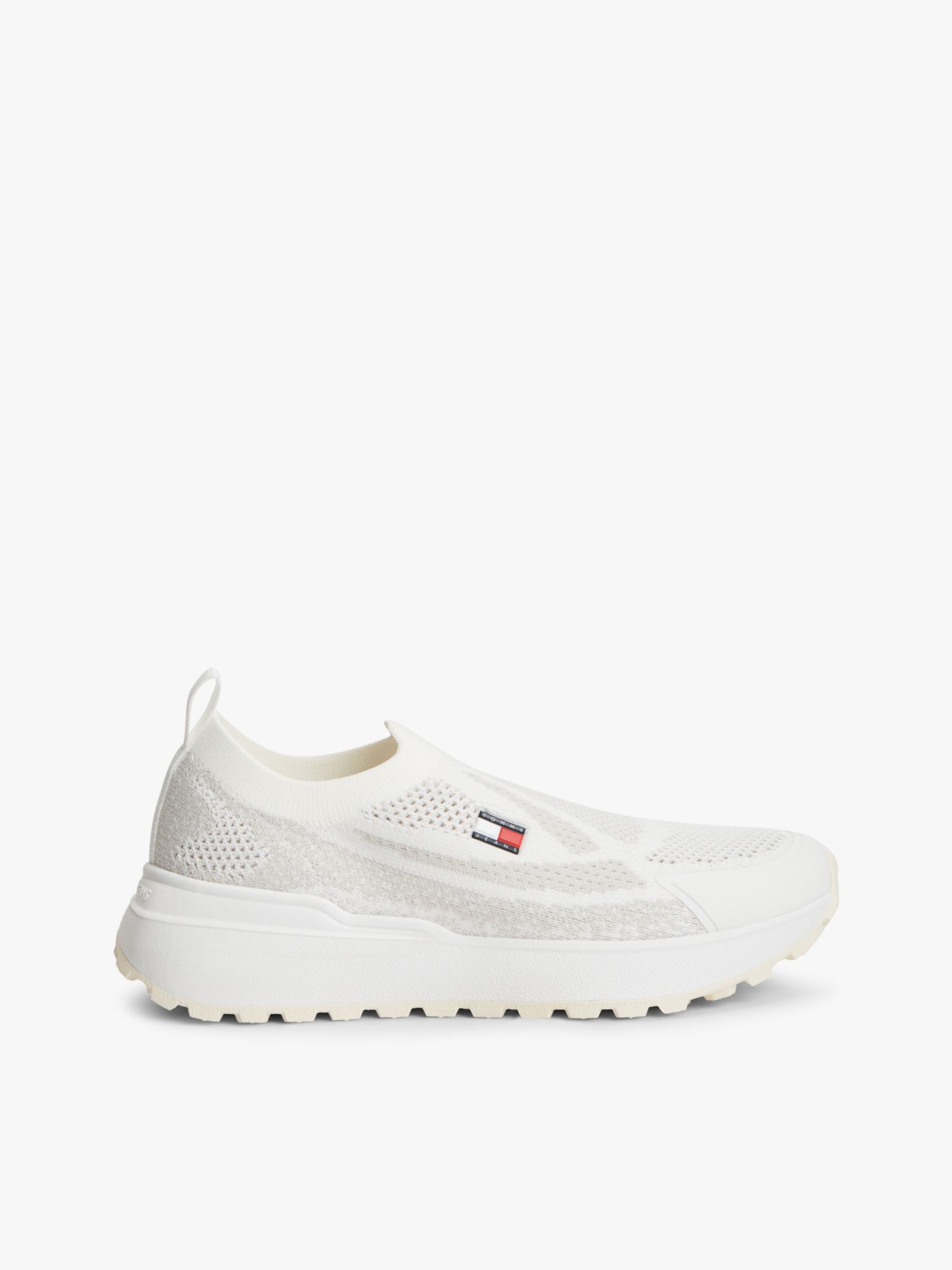 Tommy Jeans Gebreide instapsneaker met logo en profielzool in wit
