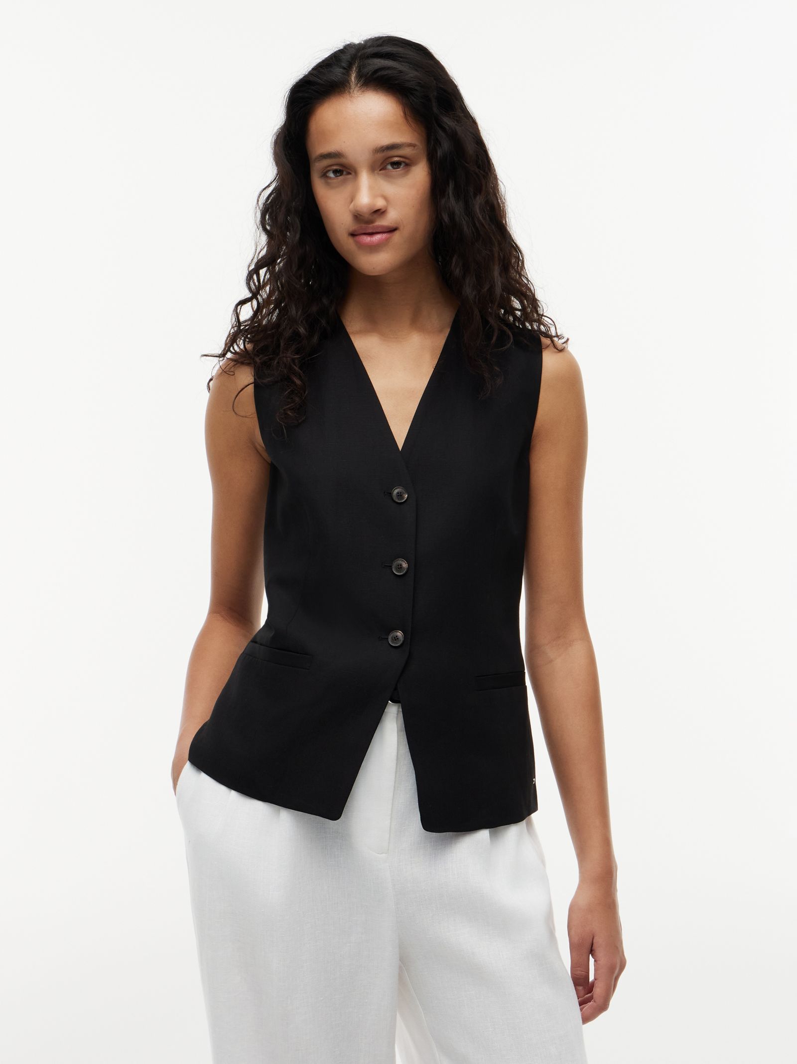 Tommy Hilfiger Linnenmix slim fit gilet met V hals
