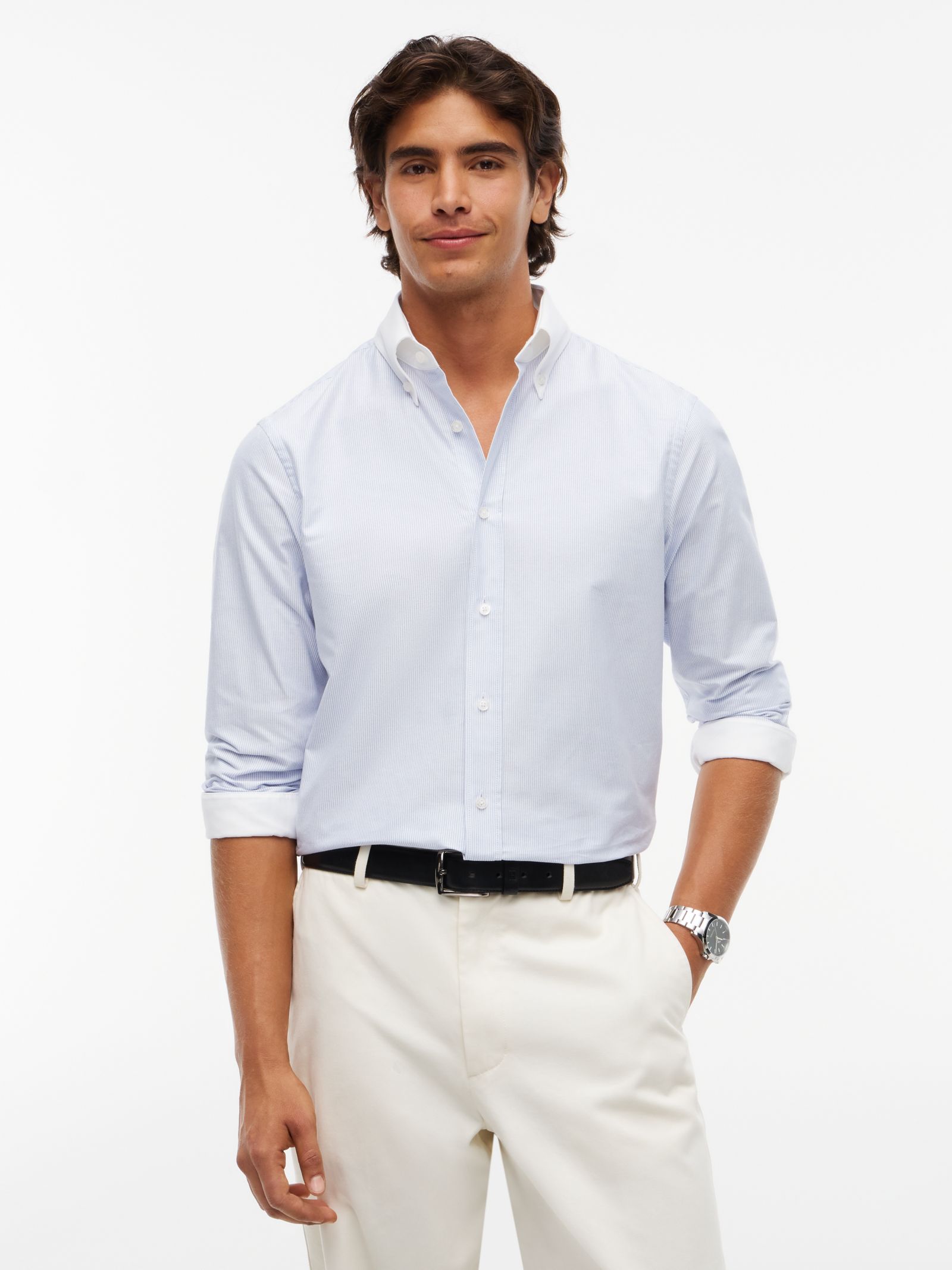 Tommy Hilfiger New York Label regular fit overhemd met contrasterende kraag