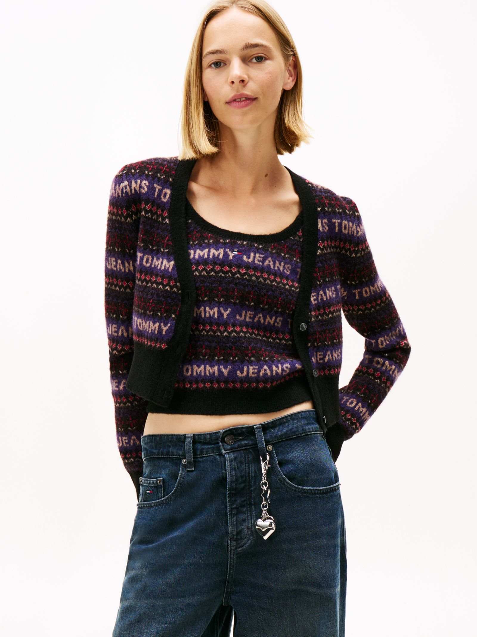 Tommy Jeans Slim fit vest met Fair Isle patroon en logo