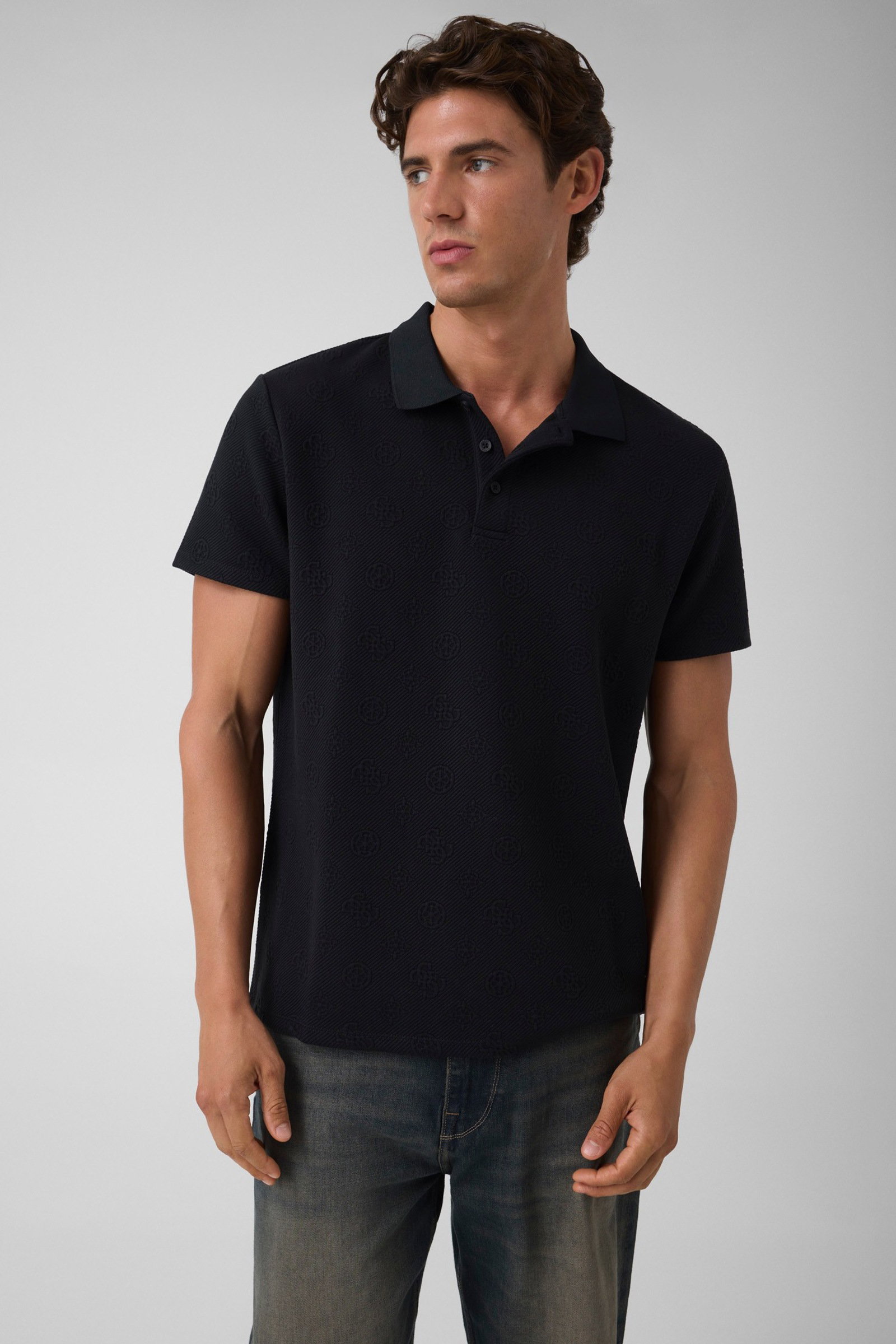 Guess Polo Met Geborduurd Logo in zwart