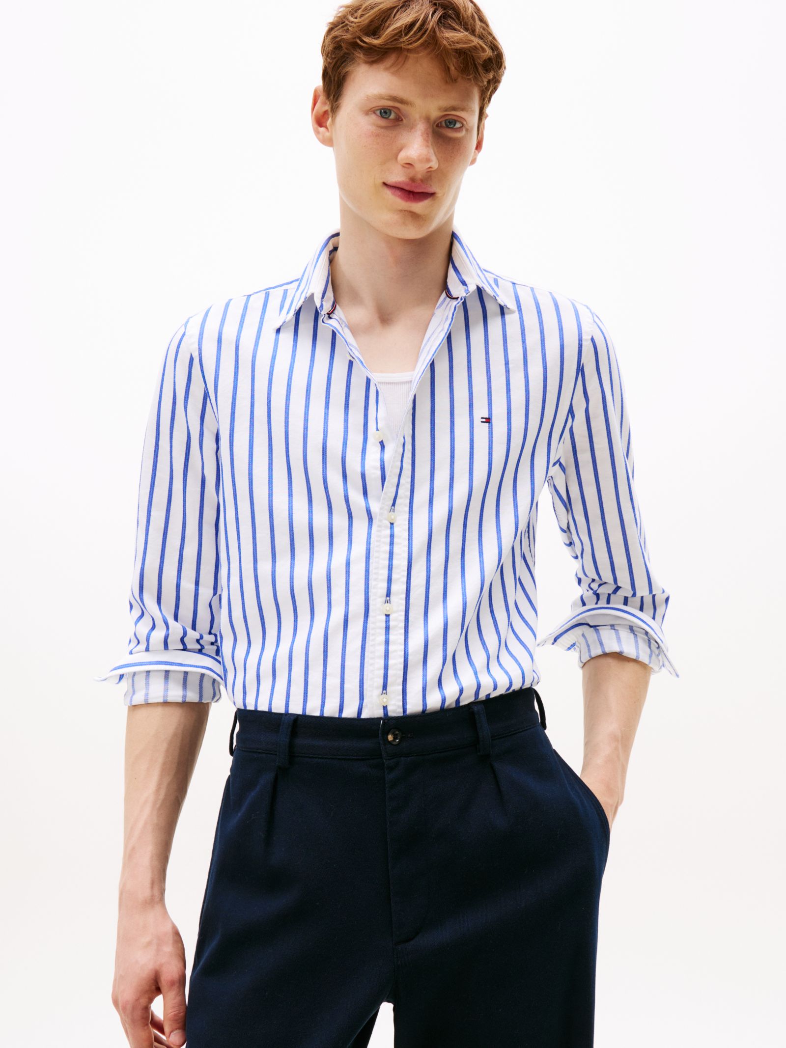 Tommy Hilfiger Regular fit Oxford overhemd met streep in wit