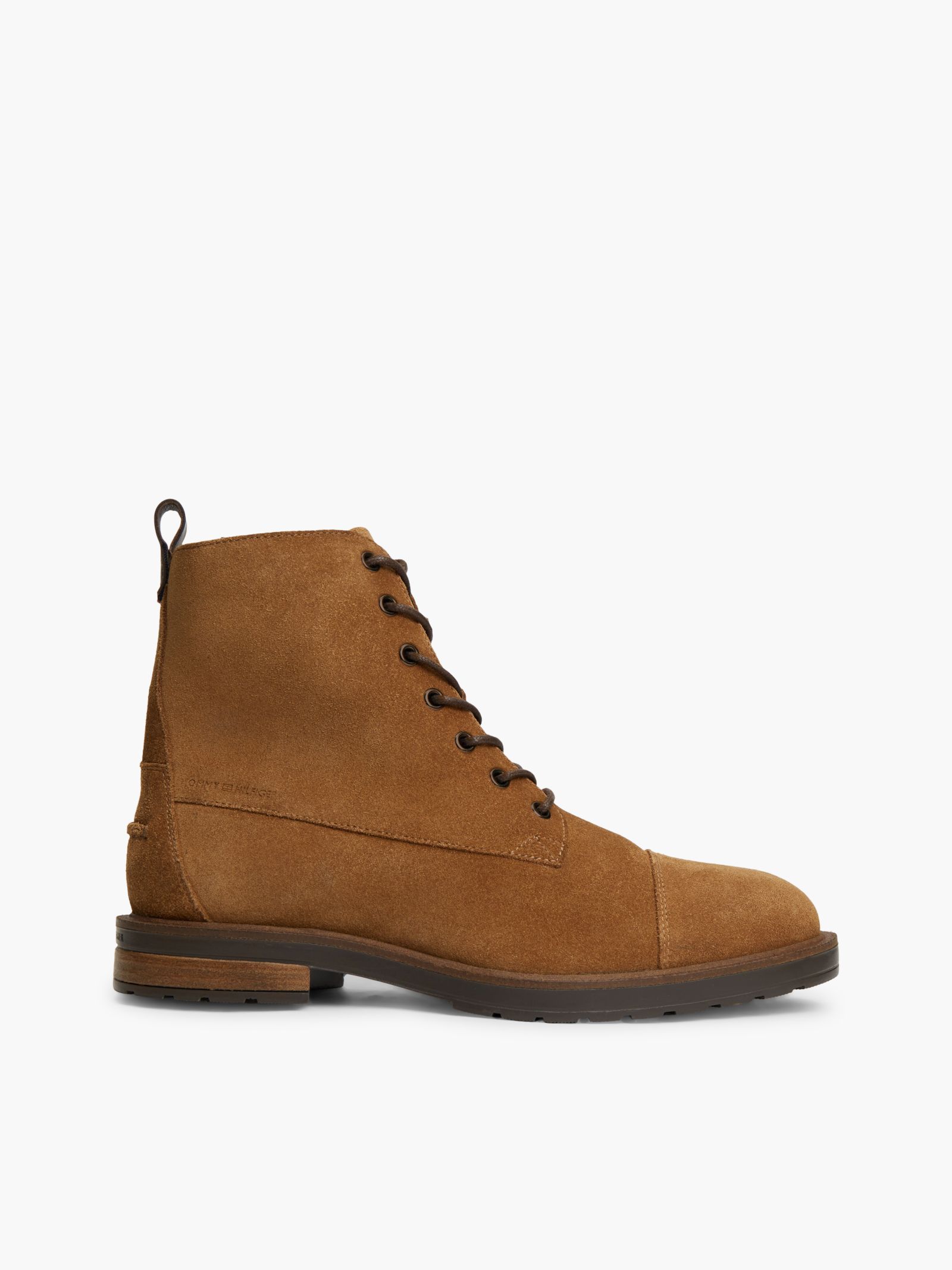 Tommy Hilfiger Suède veterlaars met profielzool in bruin