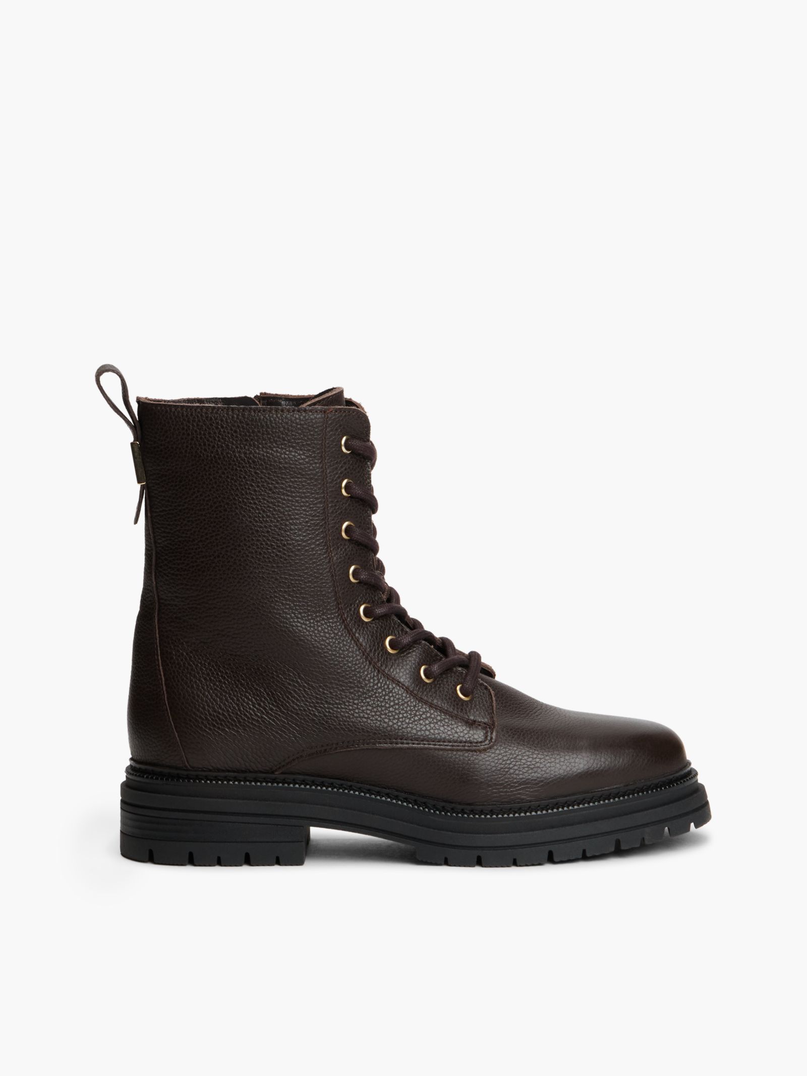 Tommy Hilfiger Chunky laars van gegranuleerd leer met warme voering in bruin