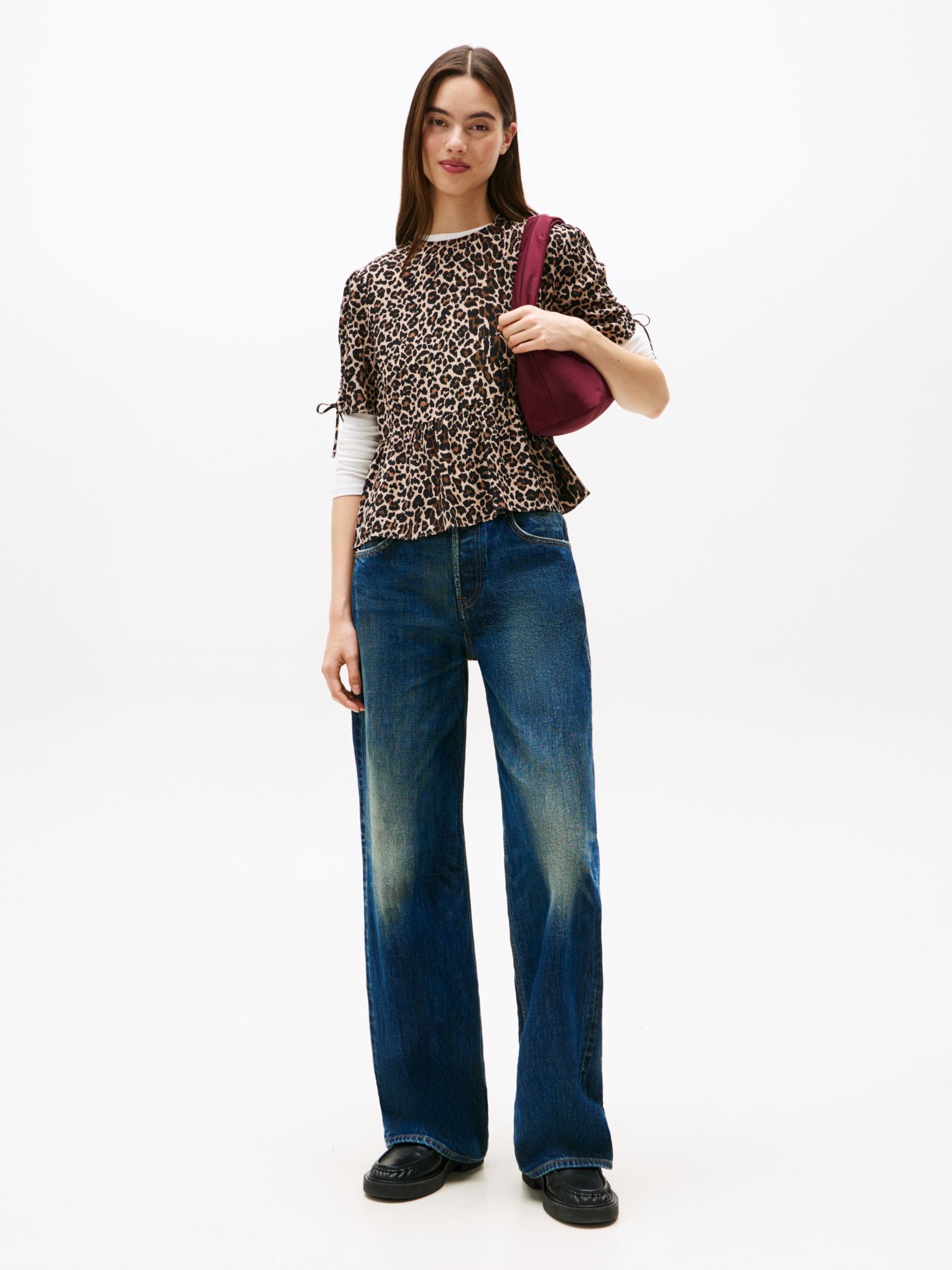 Tommy Jeans Blouse met korte mouwen en luipaardprint