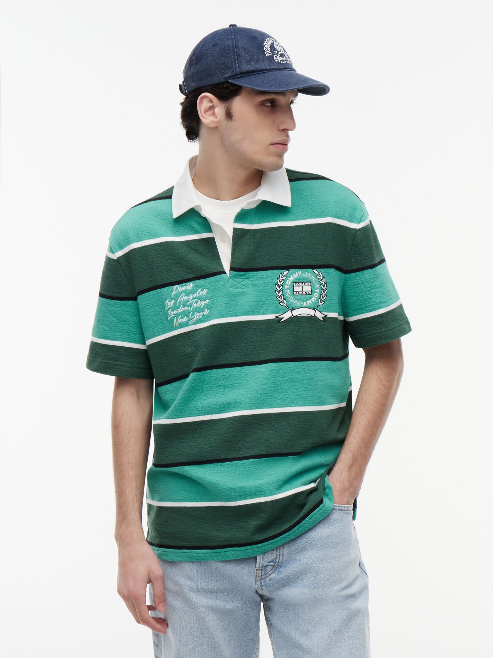 Tommy Jeans Relaxed fit polo met rugbystreep
