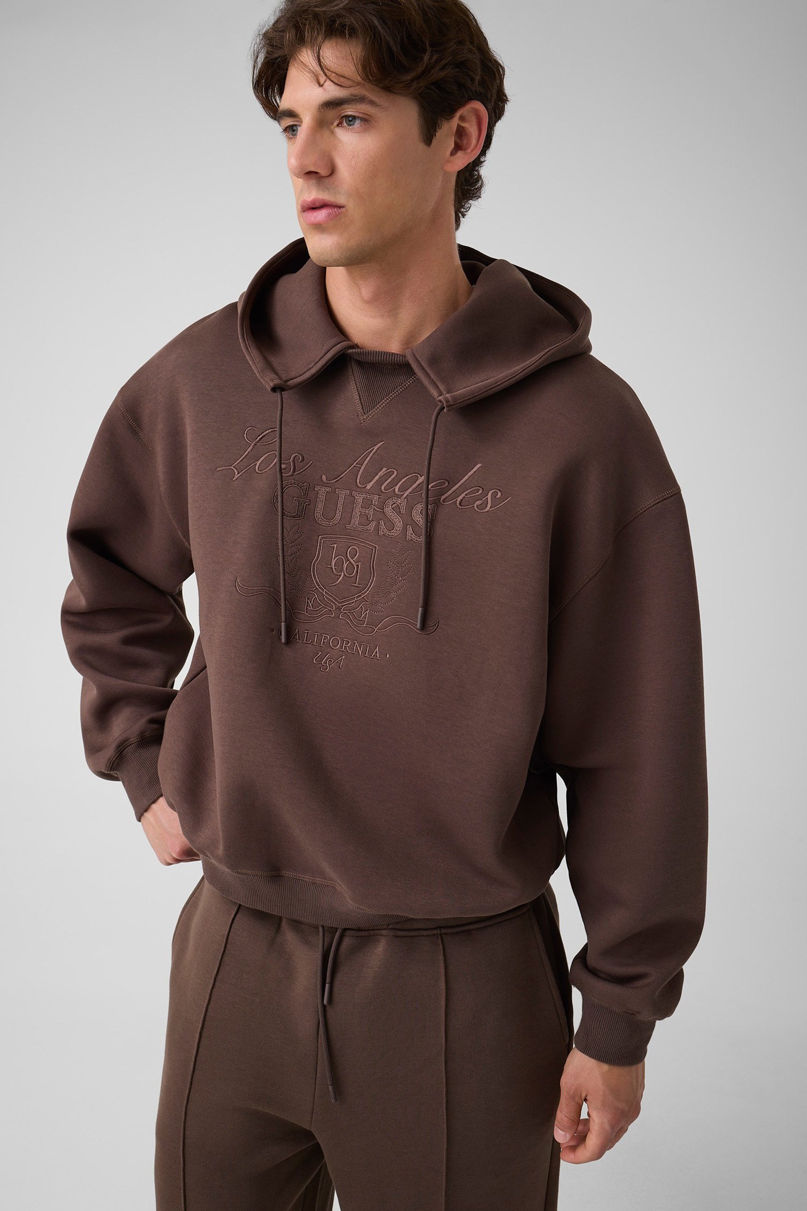 Guess Sweatshirt Met Geborduurd Logo for men in bruin