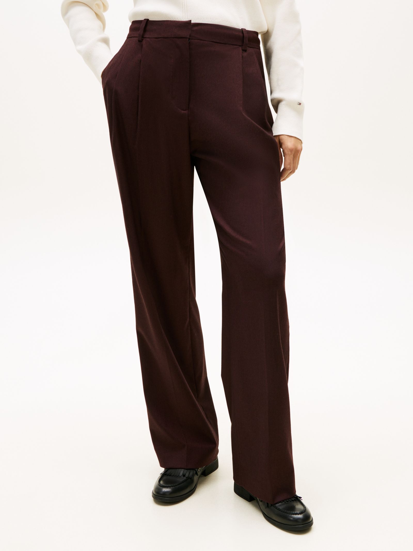 Tommy Hilfiger Relaxed flanellen broek met rechte broekspijp in rood