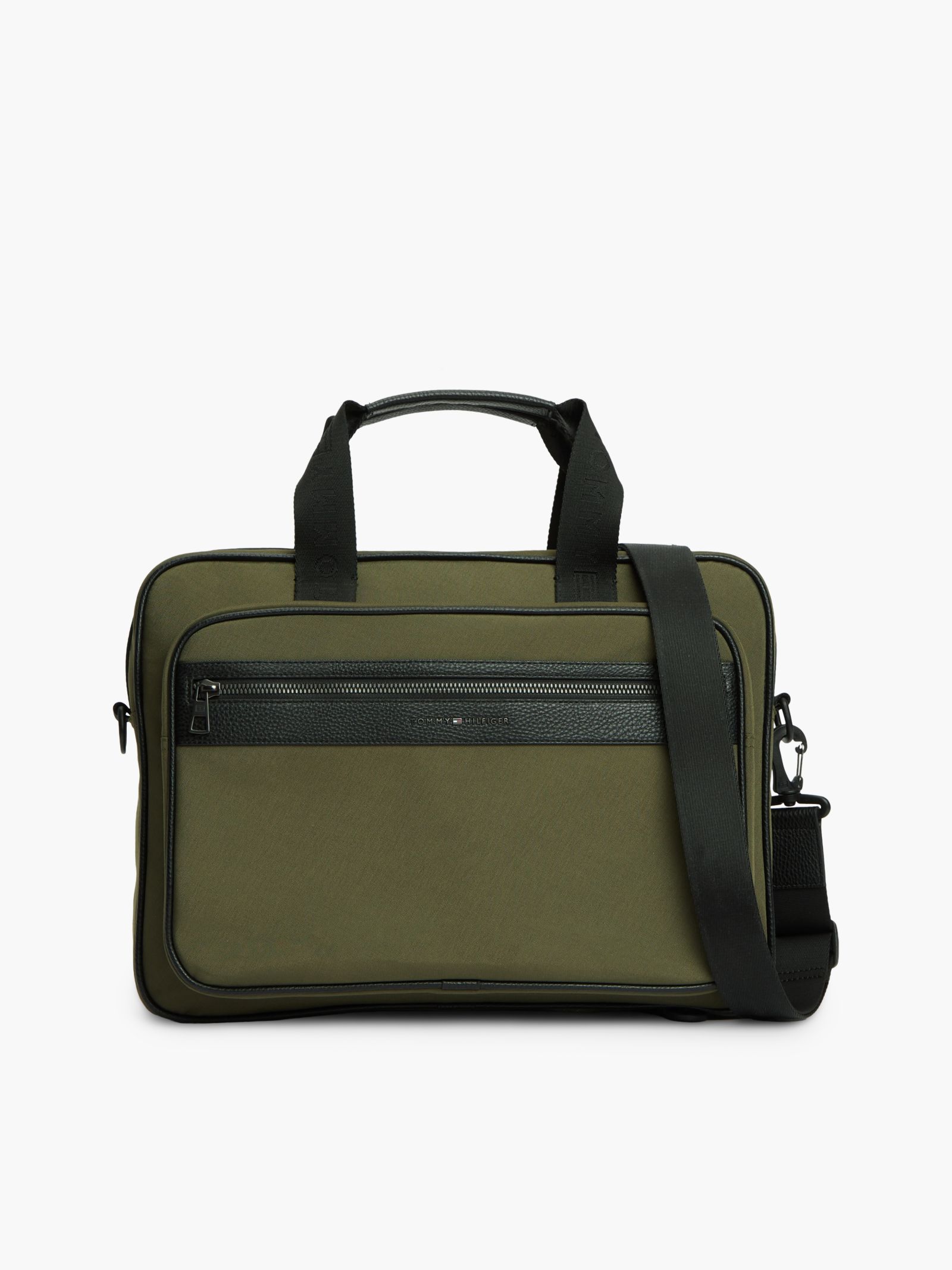 Tommy Hilfiger Laptoptas van textiel met afneembare schouderband