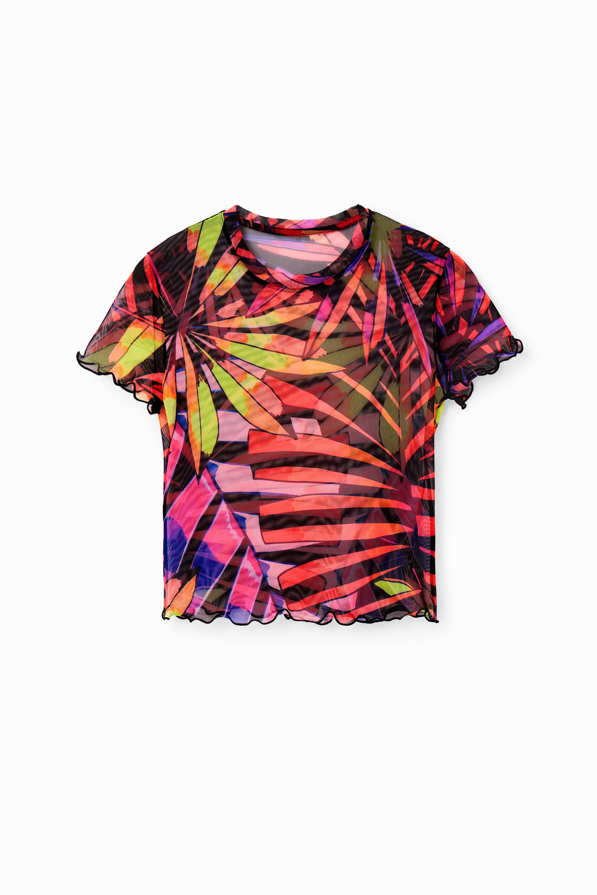 Desigual Kort tropisch tulen T-shirt in multicolor