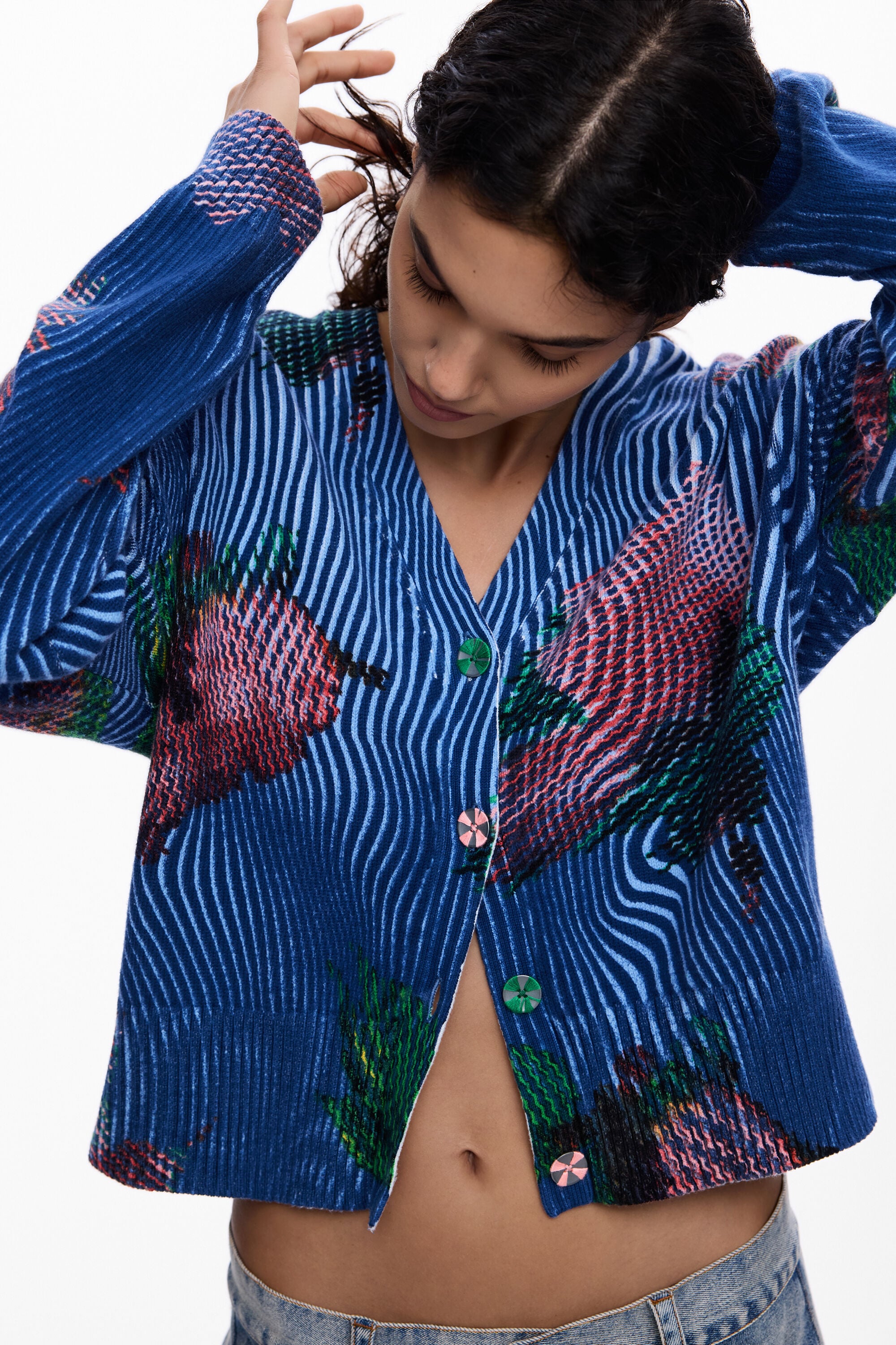 Desigual Gebreid vest met bloemen