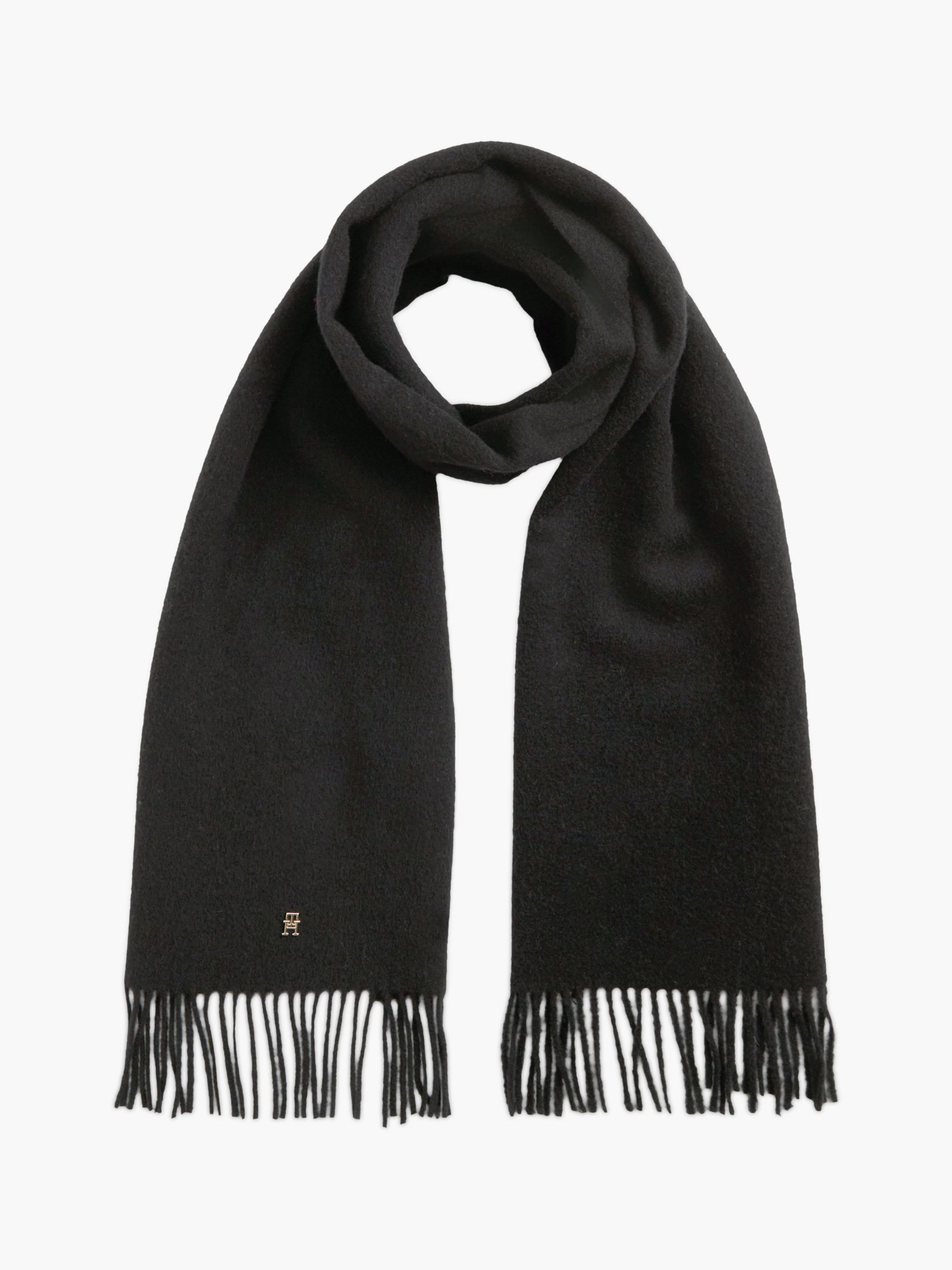 Tommy Hilfiger Chic Sjaal van Zuivere Wol in zwart
