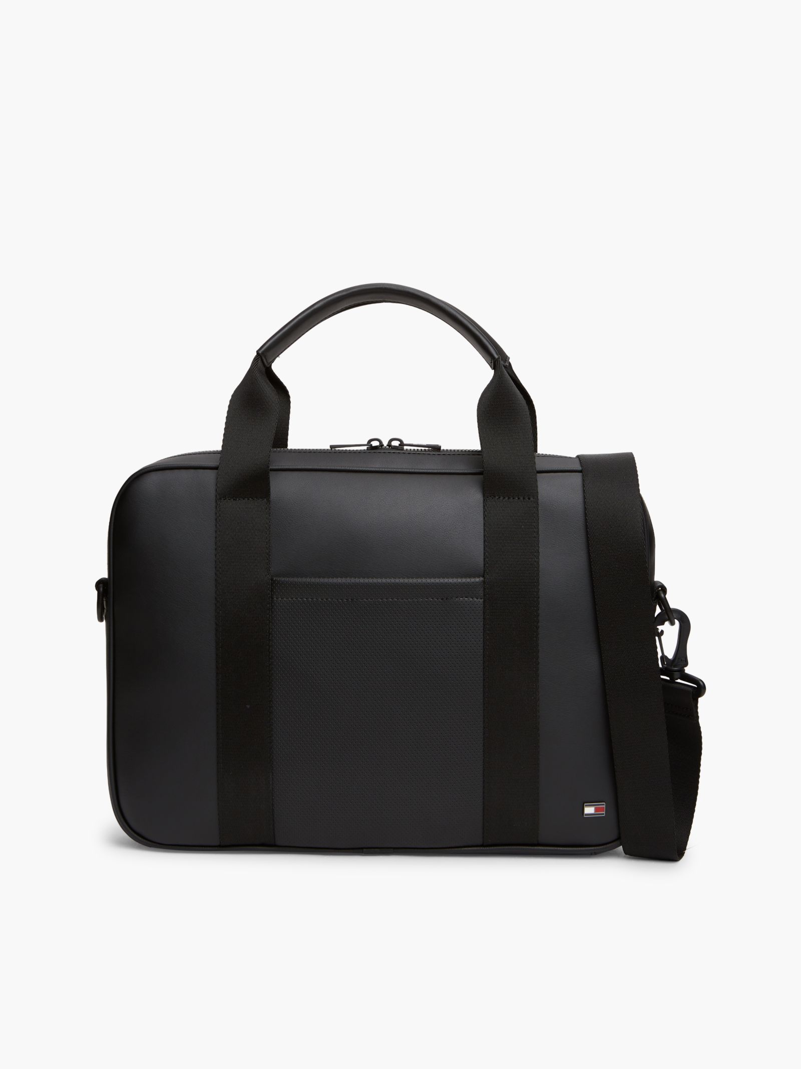 Tommy Hilfiger Laptoptas met geperforeerde details en geëmailleerde vlag