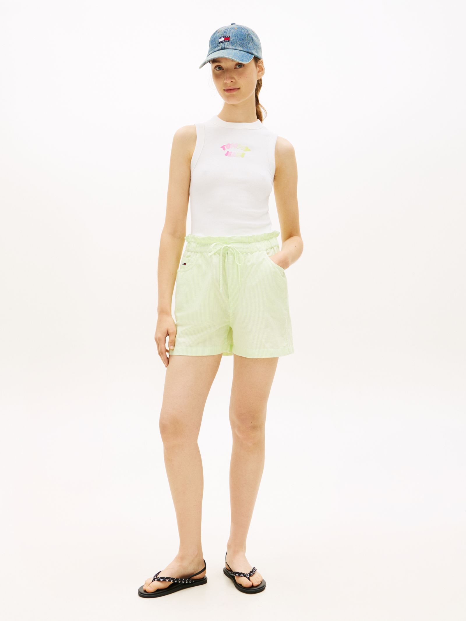 Tommy Jeans Linnenmix short met 5 pocketmodel in groen