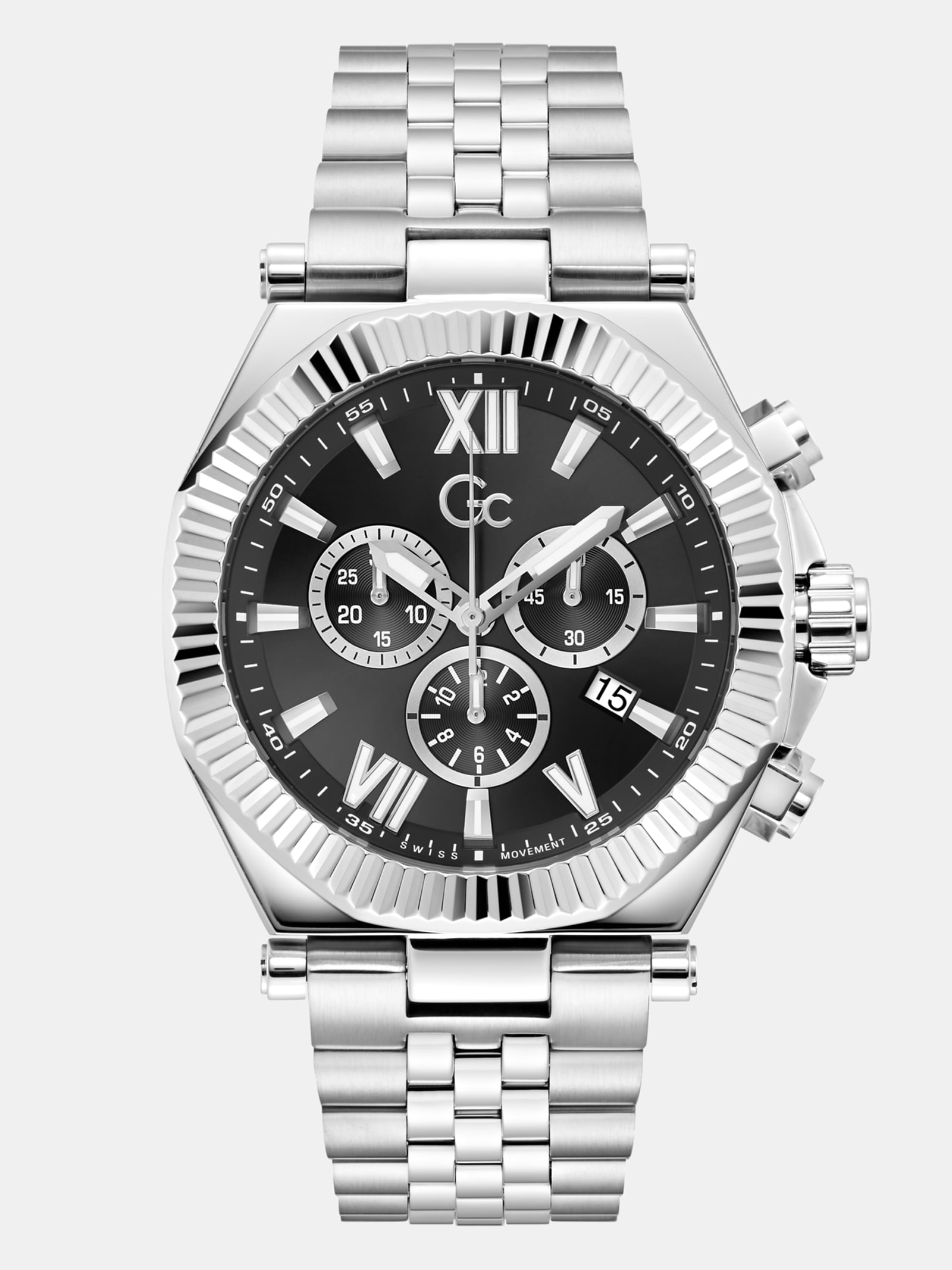Guess Gc Roestvrijstalen Horloge 44 Mm in zilver