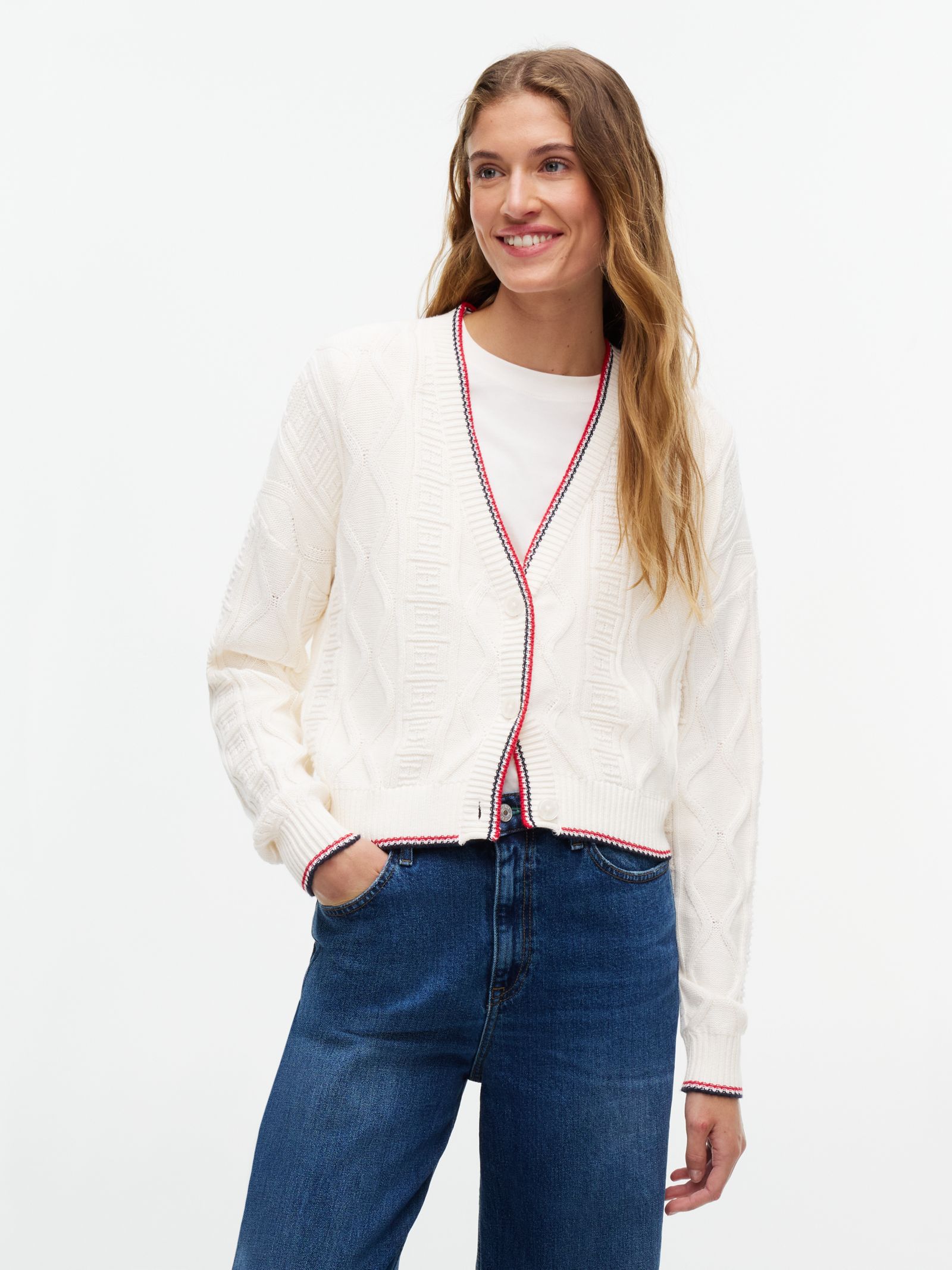 Tommy Jeans Relaxed kabelgebreid vest met Tommy vlag