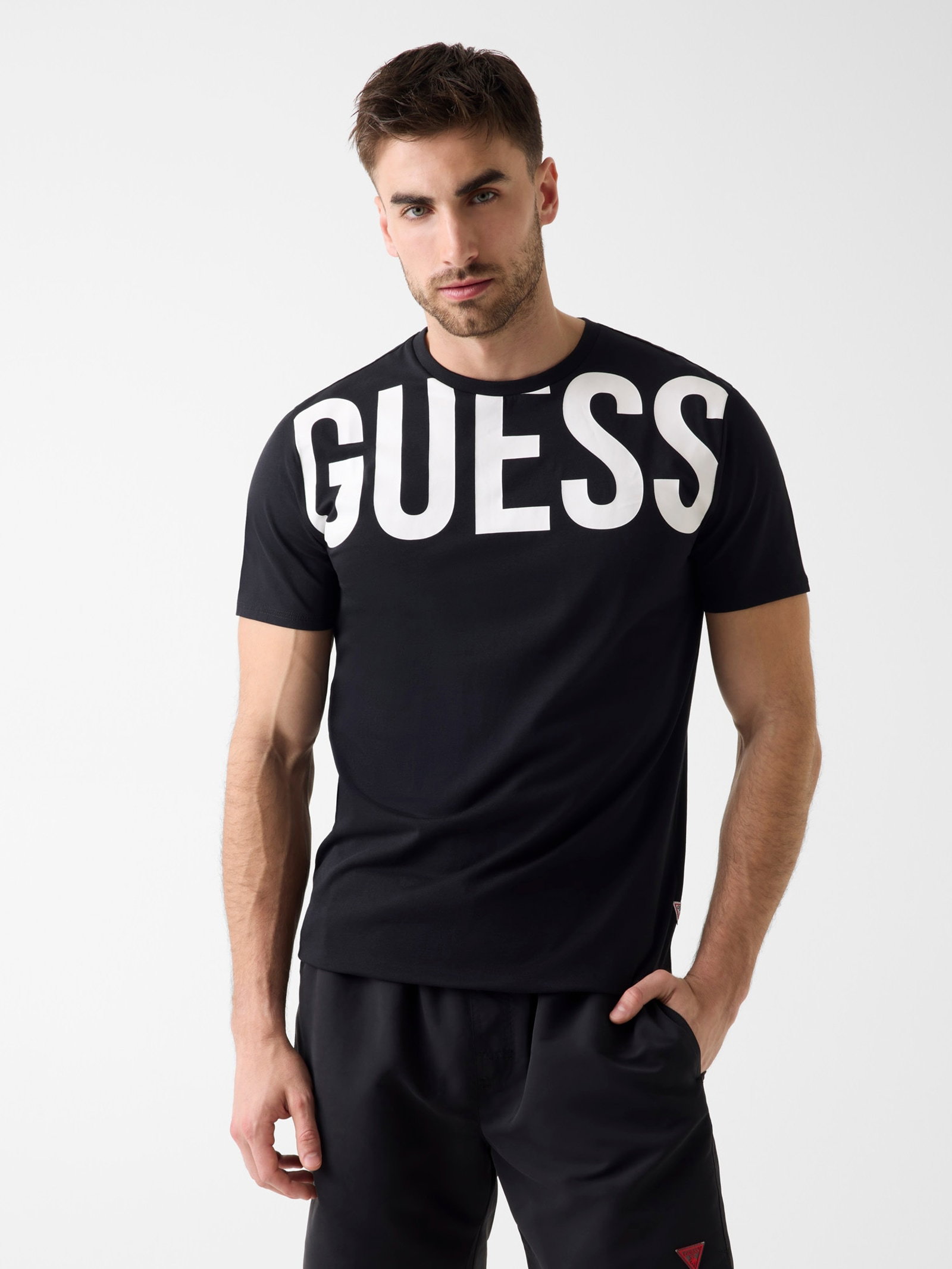 Guess Geprinte Logo T-Shirt for men in zwart