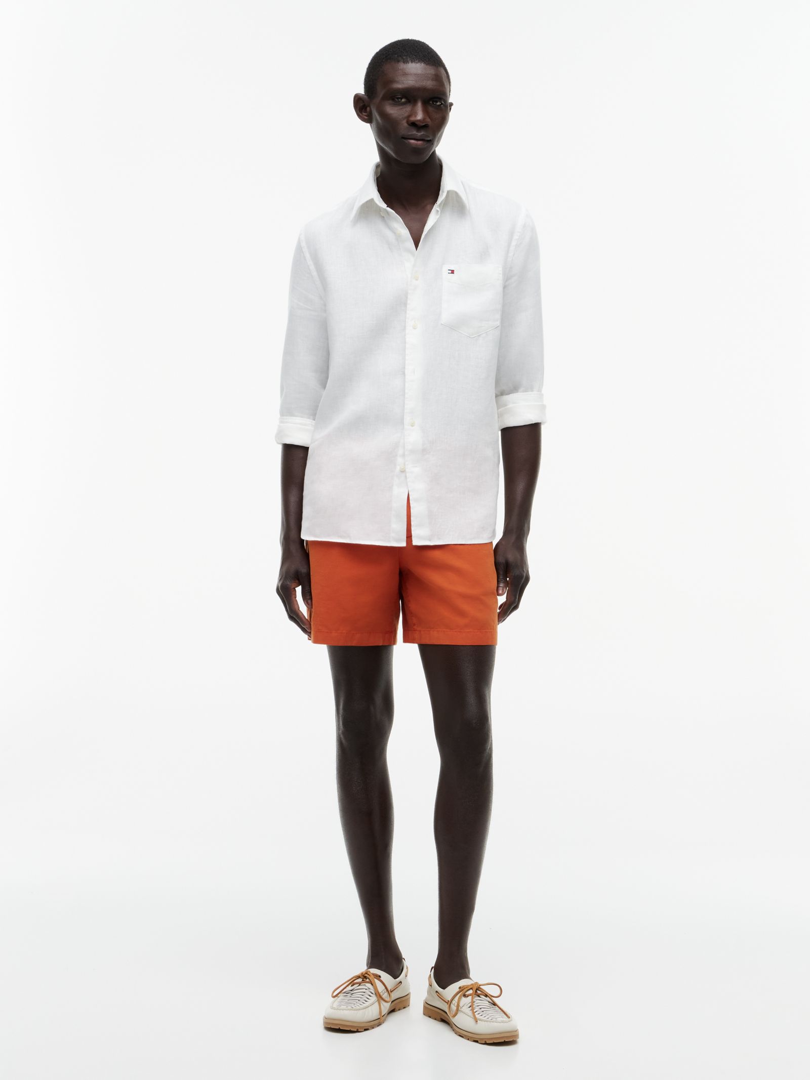 Tommy Hilfiger Dover Regular Straight Chino Short met wassing in oranje
