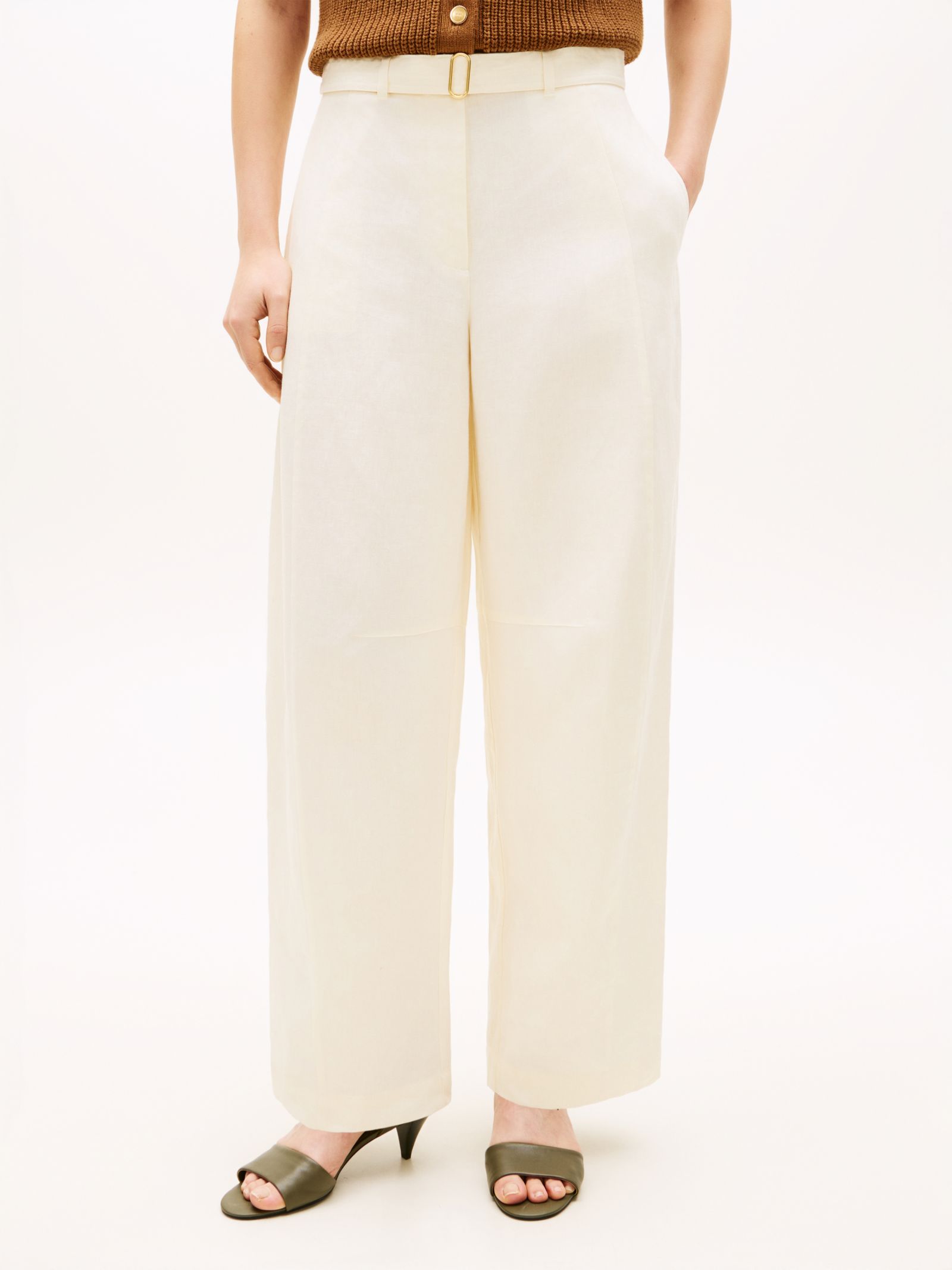 Tommy Hilfiger Utility Barrel broek van puur linnen in beige