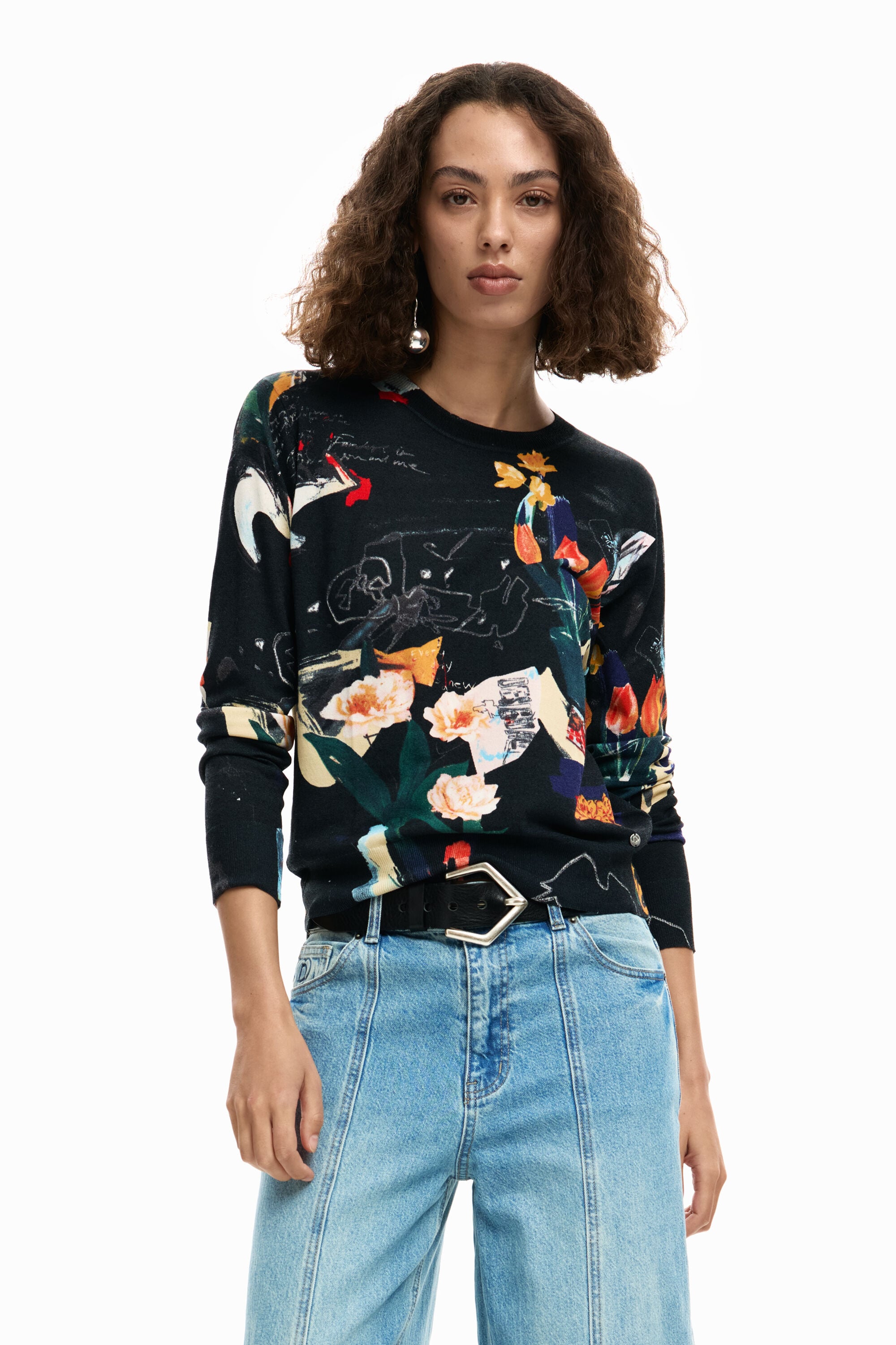 Desigual Fijne trui met plantenprint